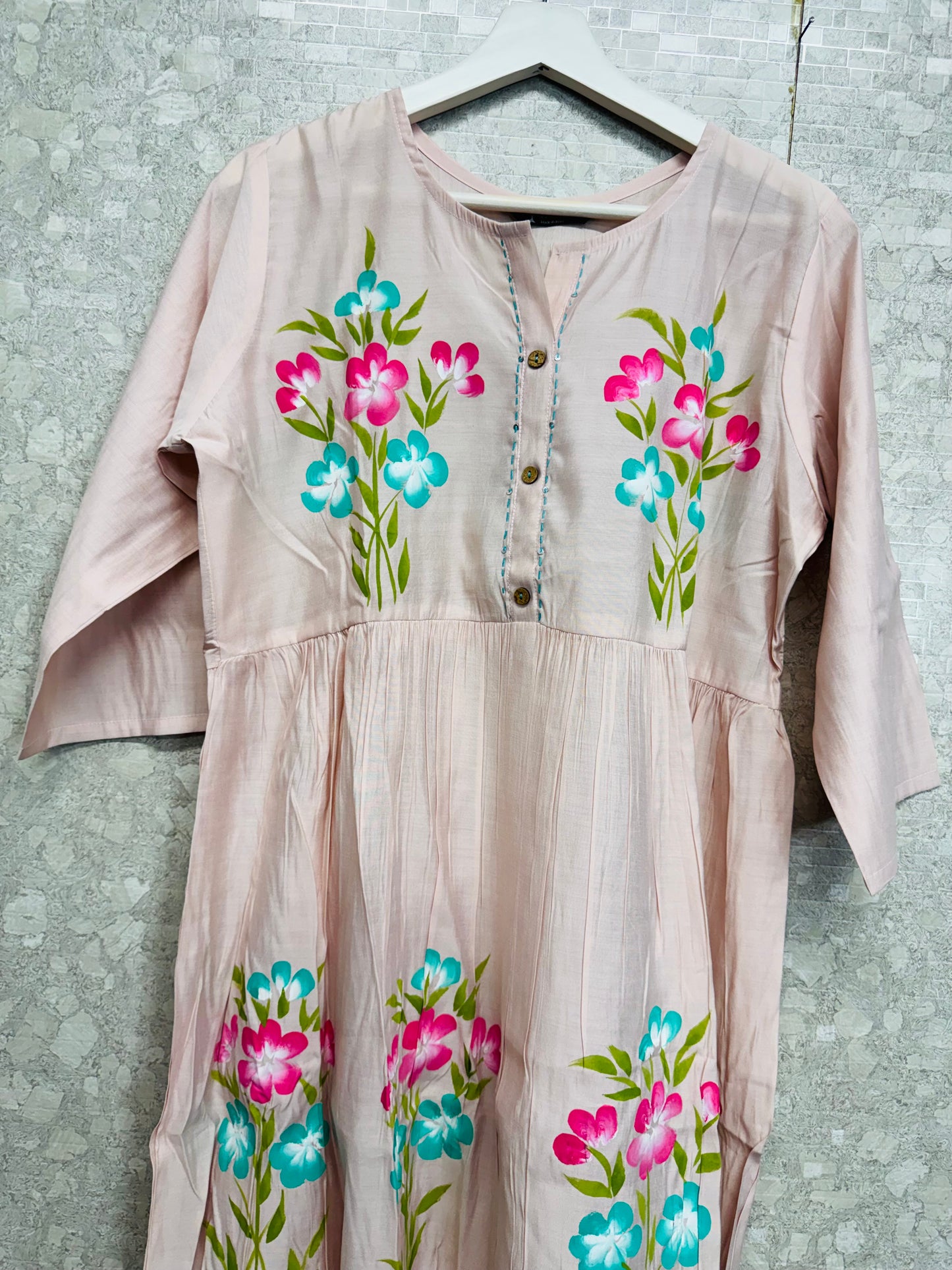 Roman silk brush paint frock-SRS061C