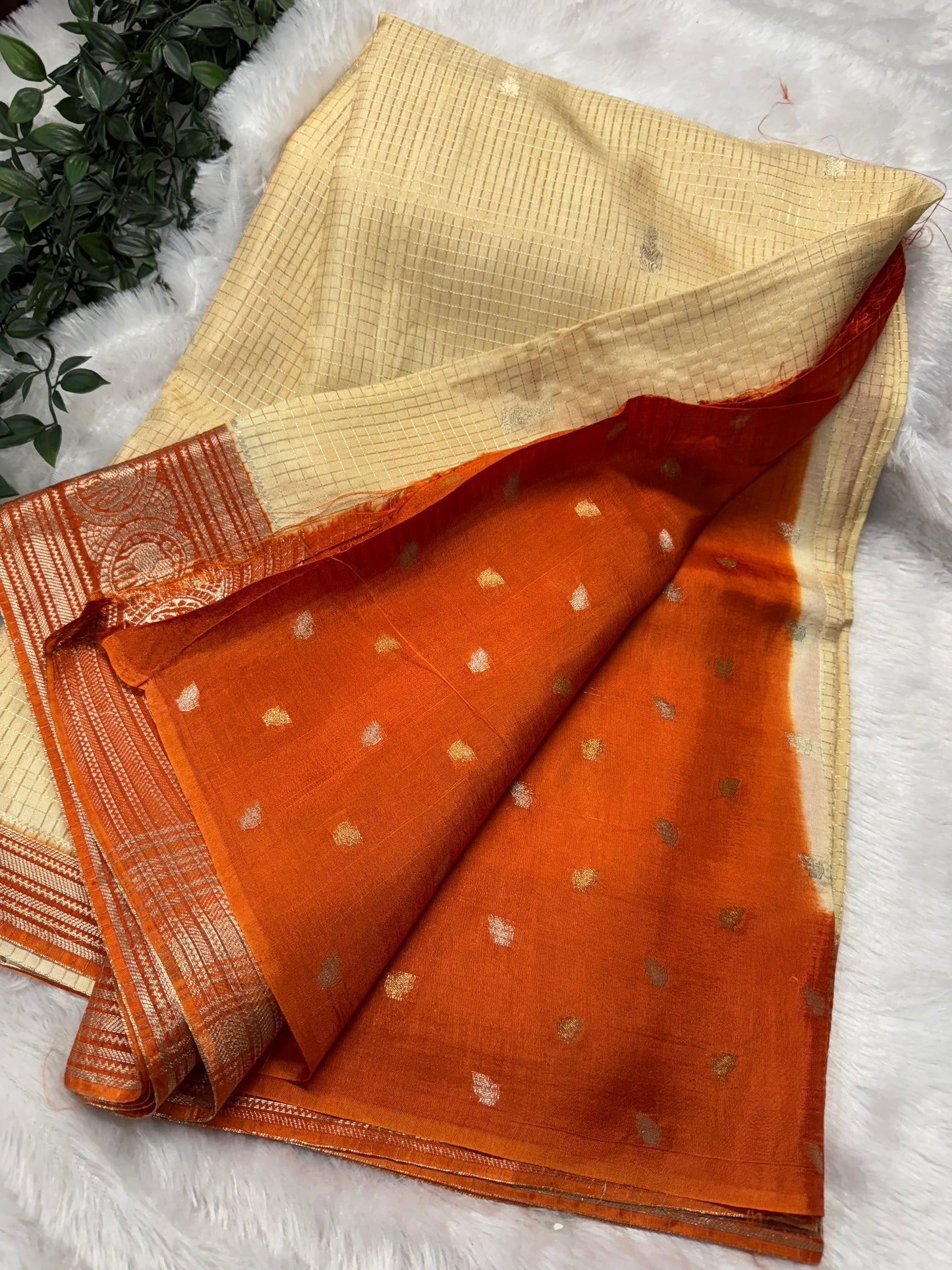 Vintage checks Mysore Georget saree-SR1174J