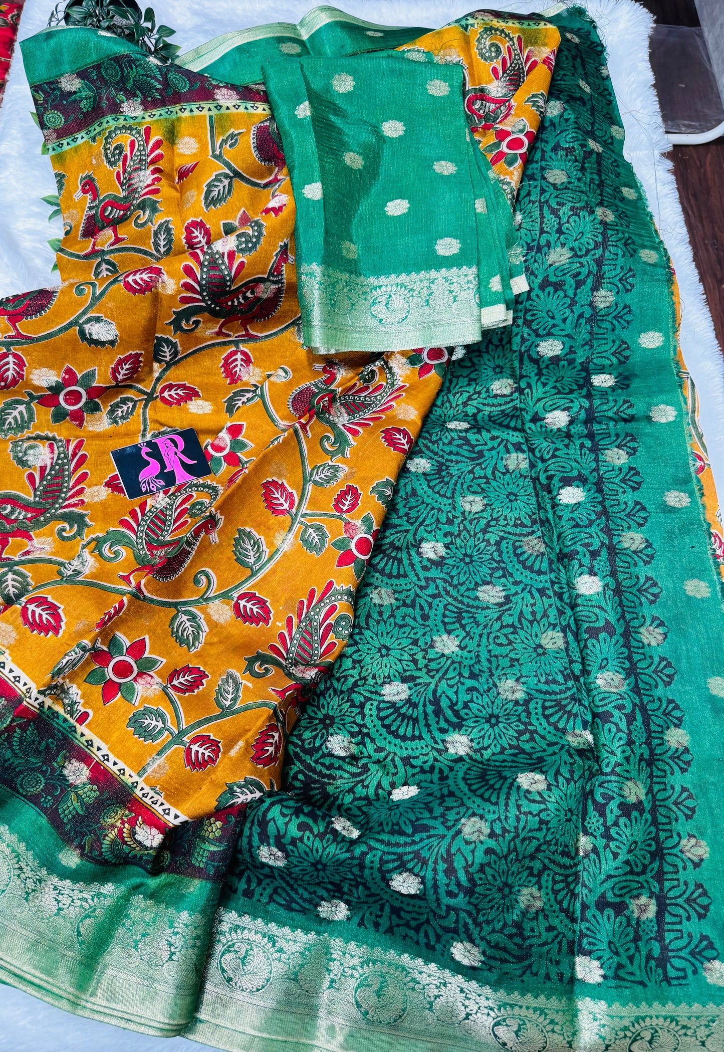 Jute Georget Kalamkari saree-SR1036E