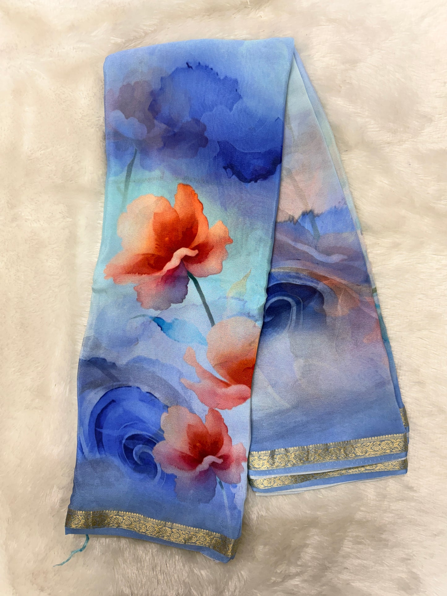 Pure chinnon digital print saree-SR1227K