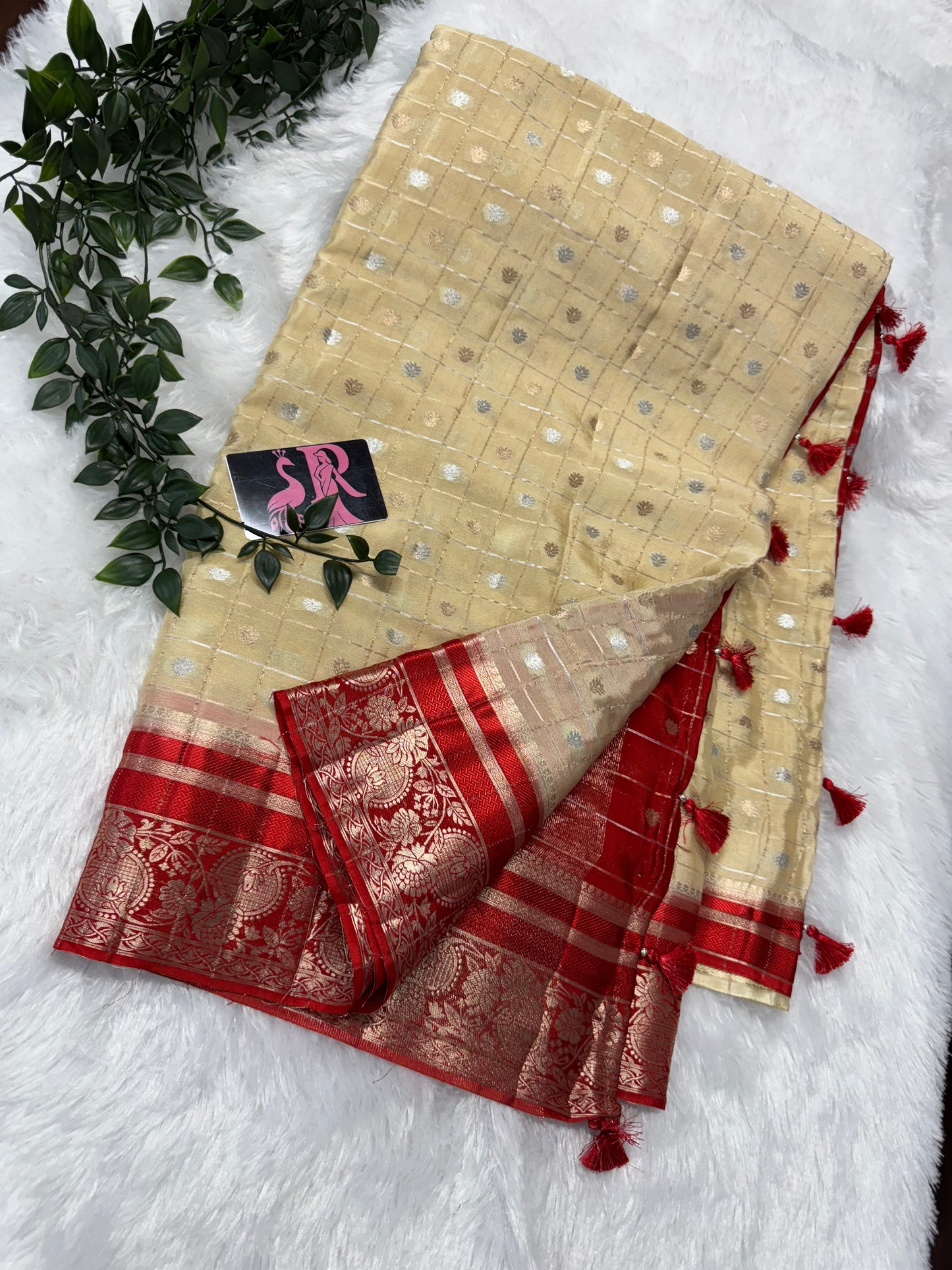 Pure Chinnon zari checks-SR1041B