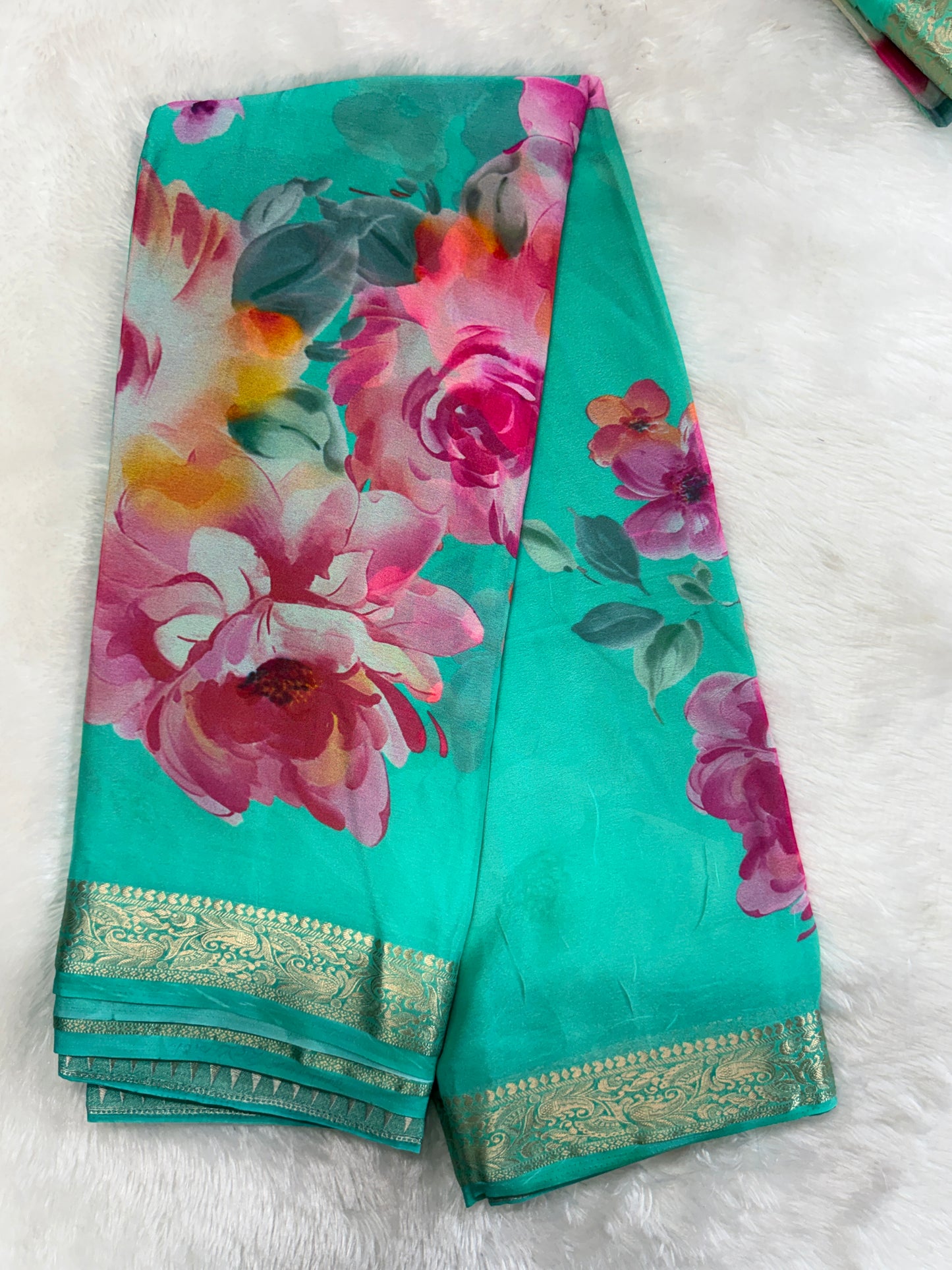 Soft chinnon digital print saree-SR1226D