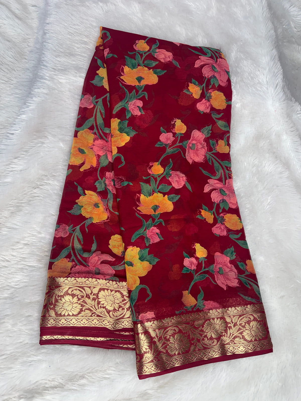 Chiffon floral saree-SR1343C