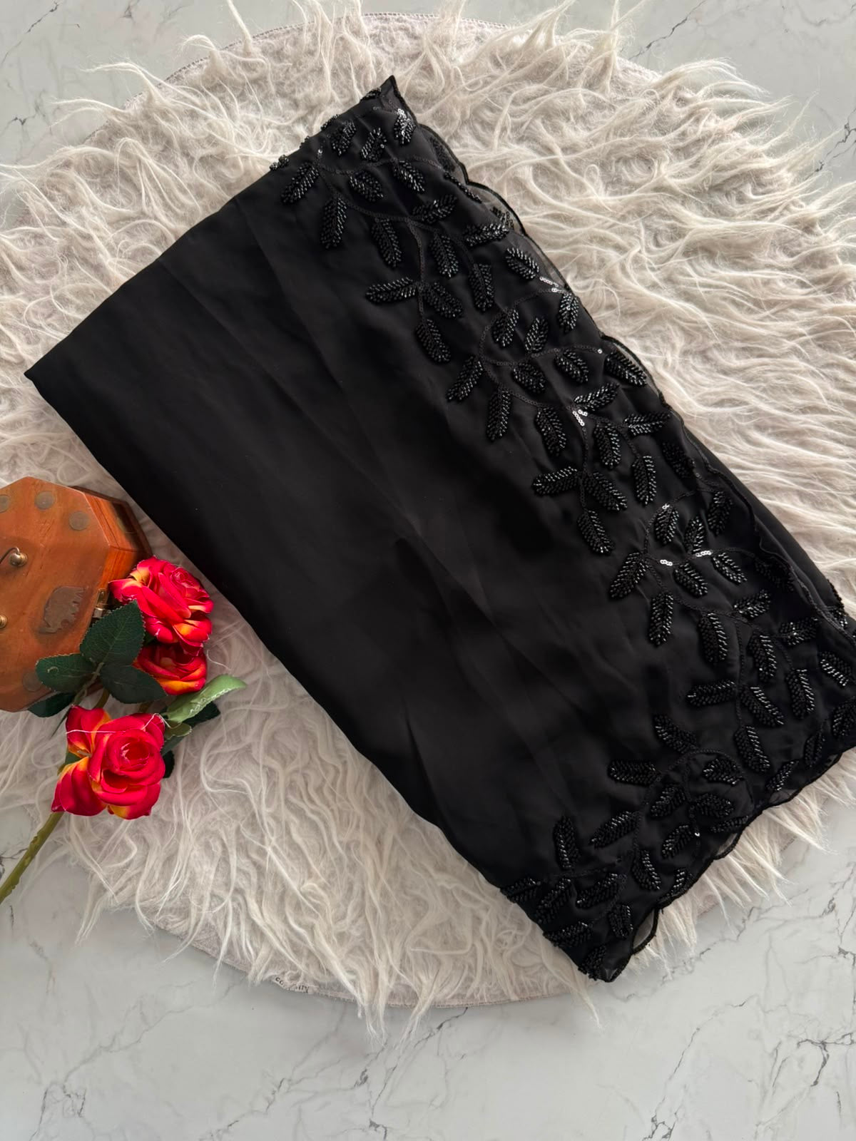 Black cocktail saree-SR1297