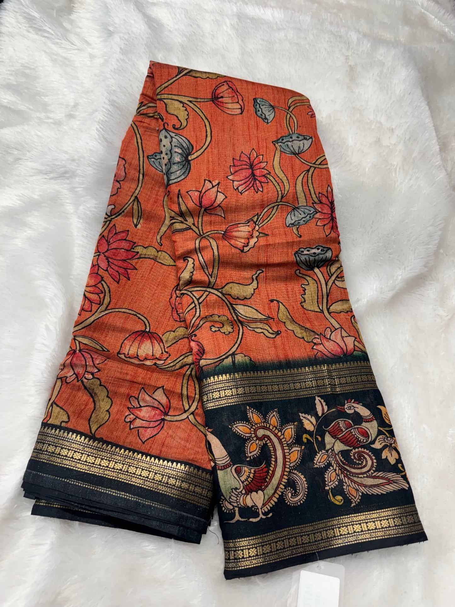Pure Mushru silk Kalamkari saree-SR1215B