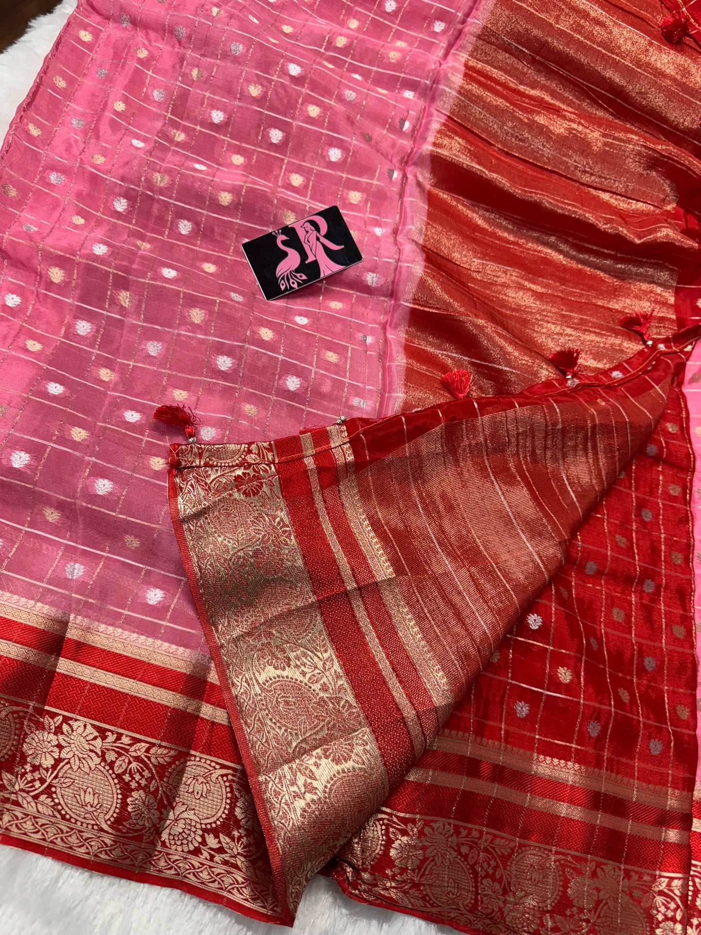 Pure Chinnon zari checks-SR1041C