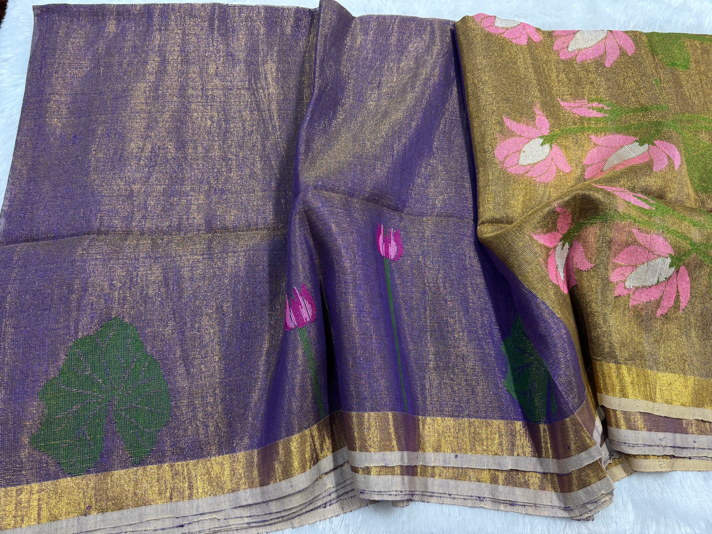 Linen tissue Jamdhani saree-SR1204L
