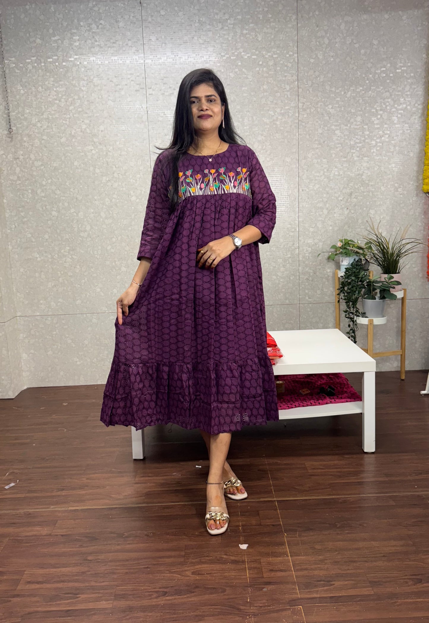 Hakoba Embroidery Frocks-SRF2005E