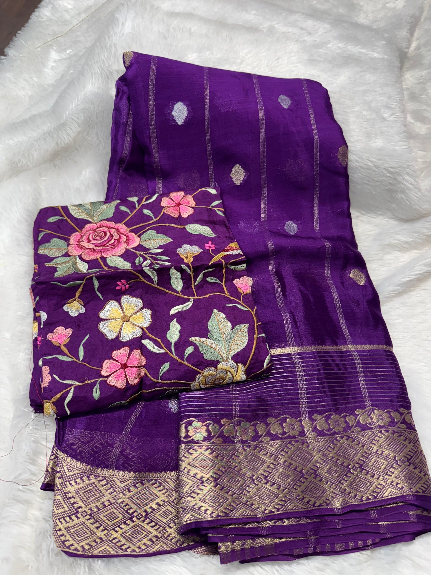 Pure chinnon silk sarees-SR1179D