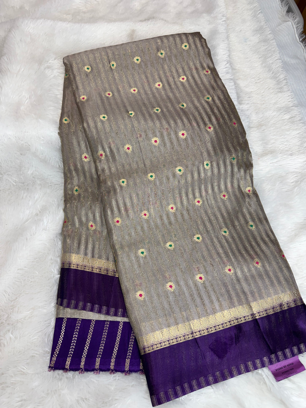 Fancy tissue stripes saree-SR1311E