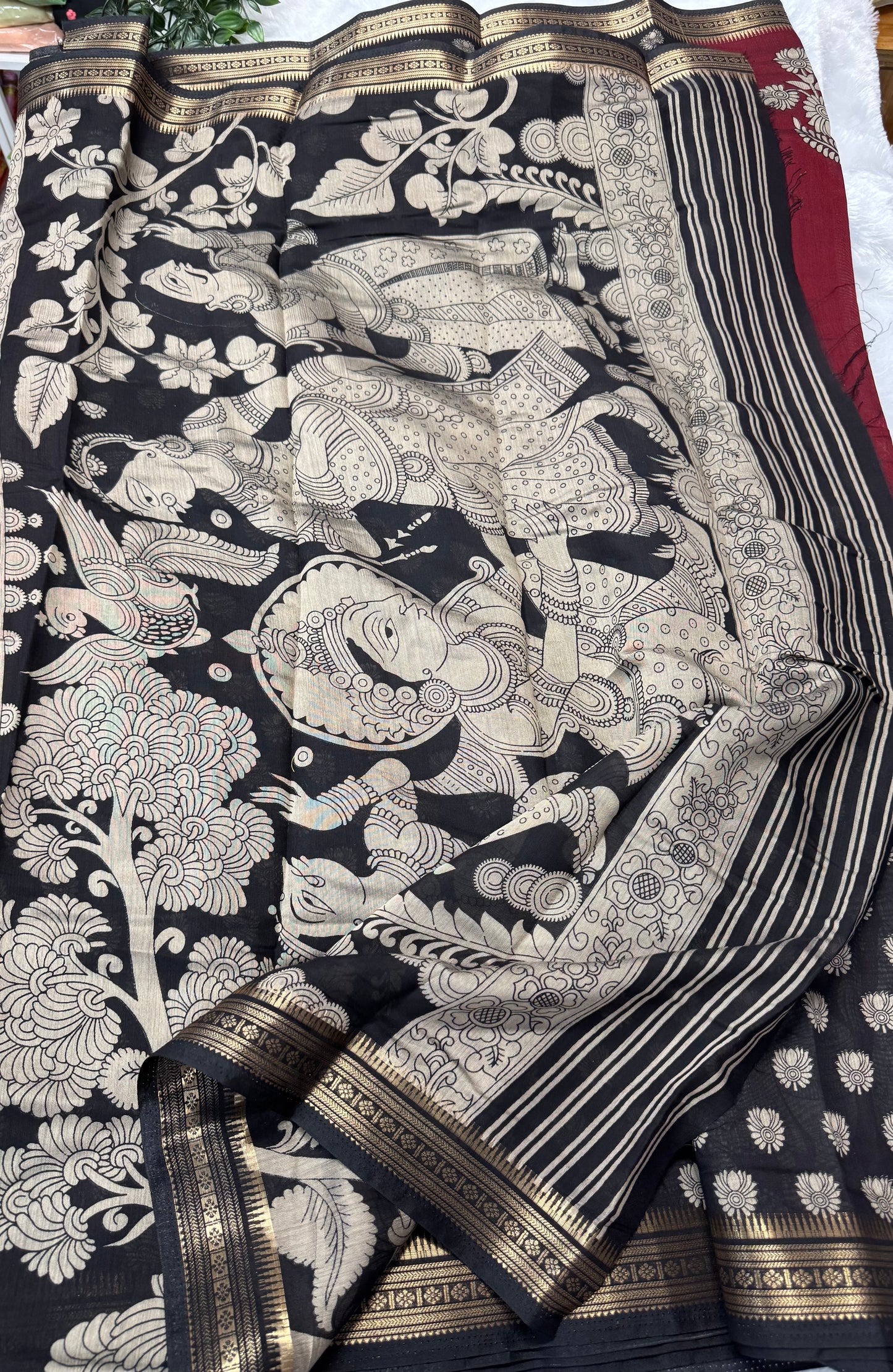 Mushru silk Kalamkari saree-SR1035A