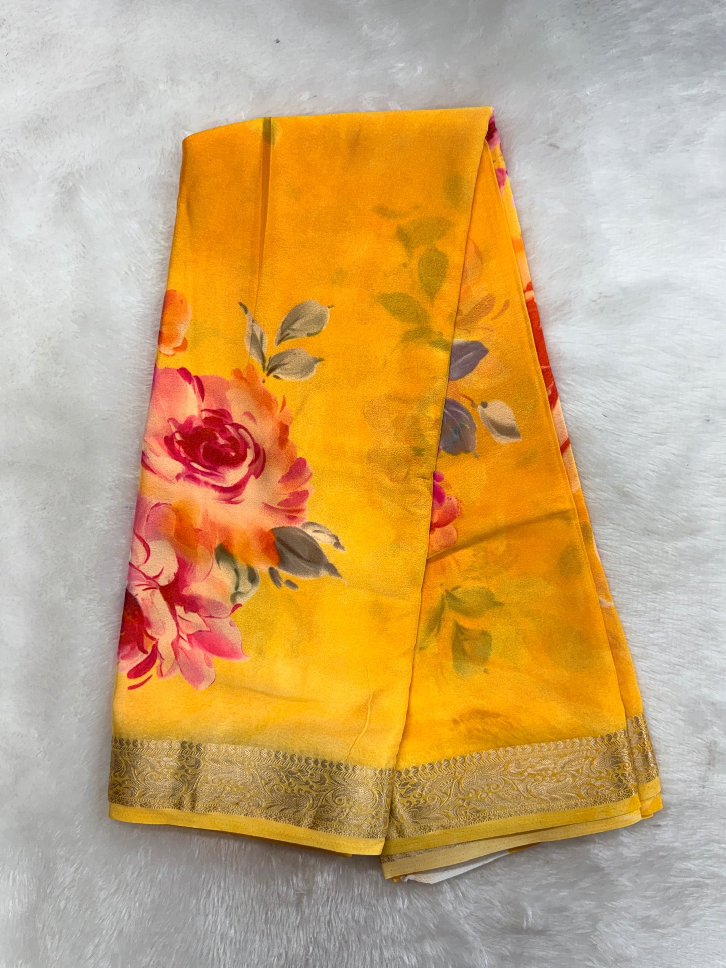 Soft chinnon digital print saree-SR1226G