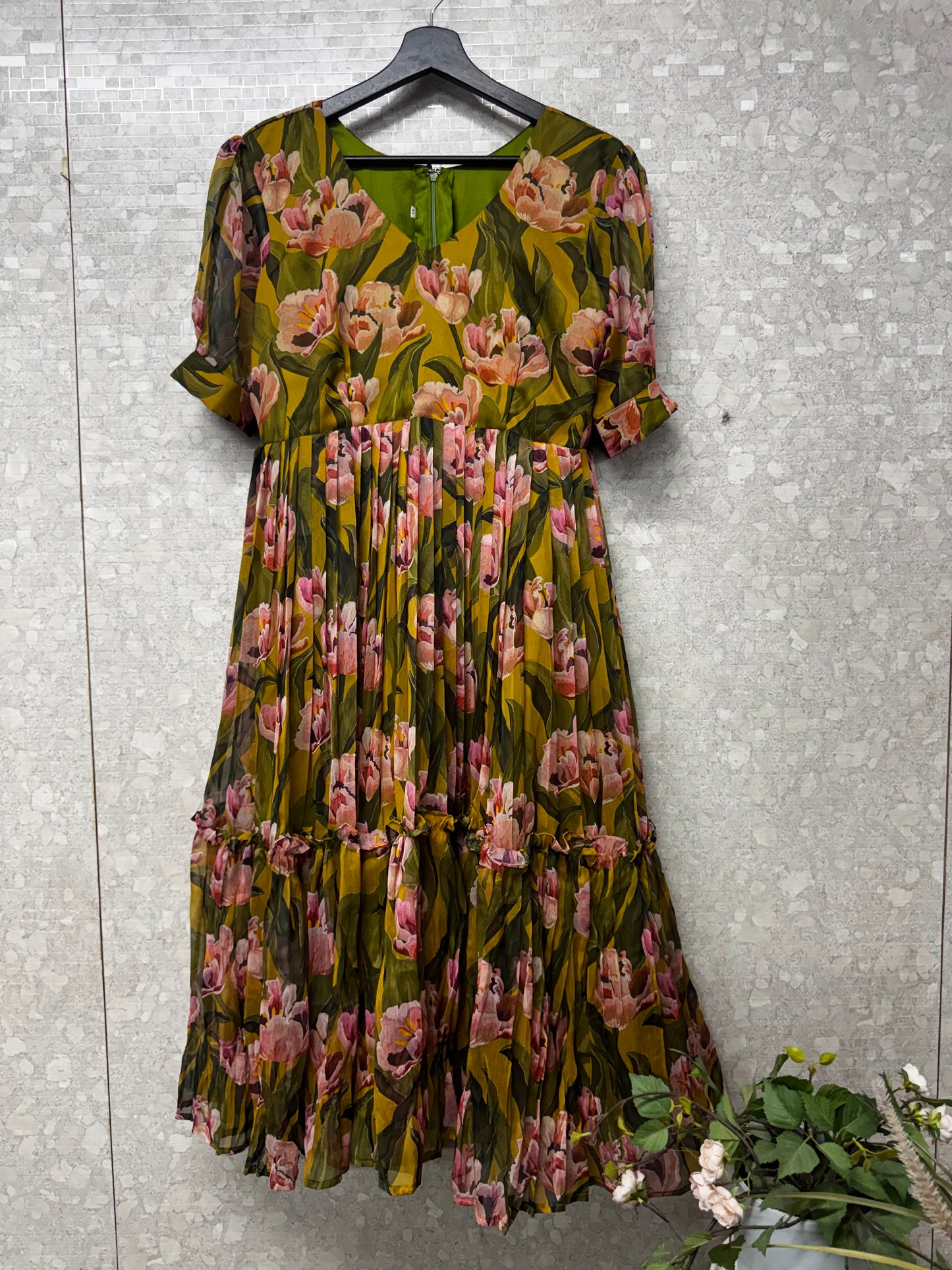 Chiffon printed frock -SRF1056C