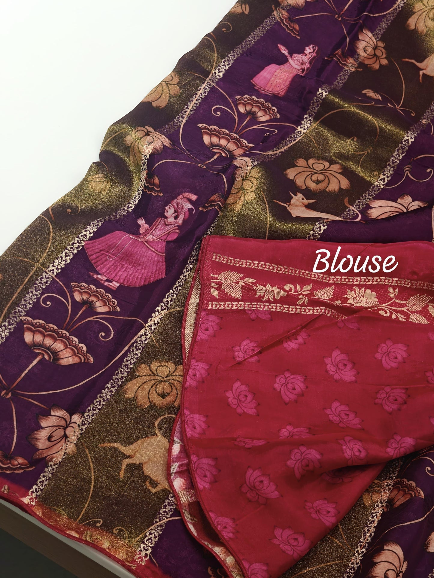 Tissue silk Kalamkari saree-SR1037
