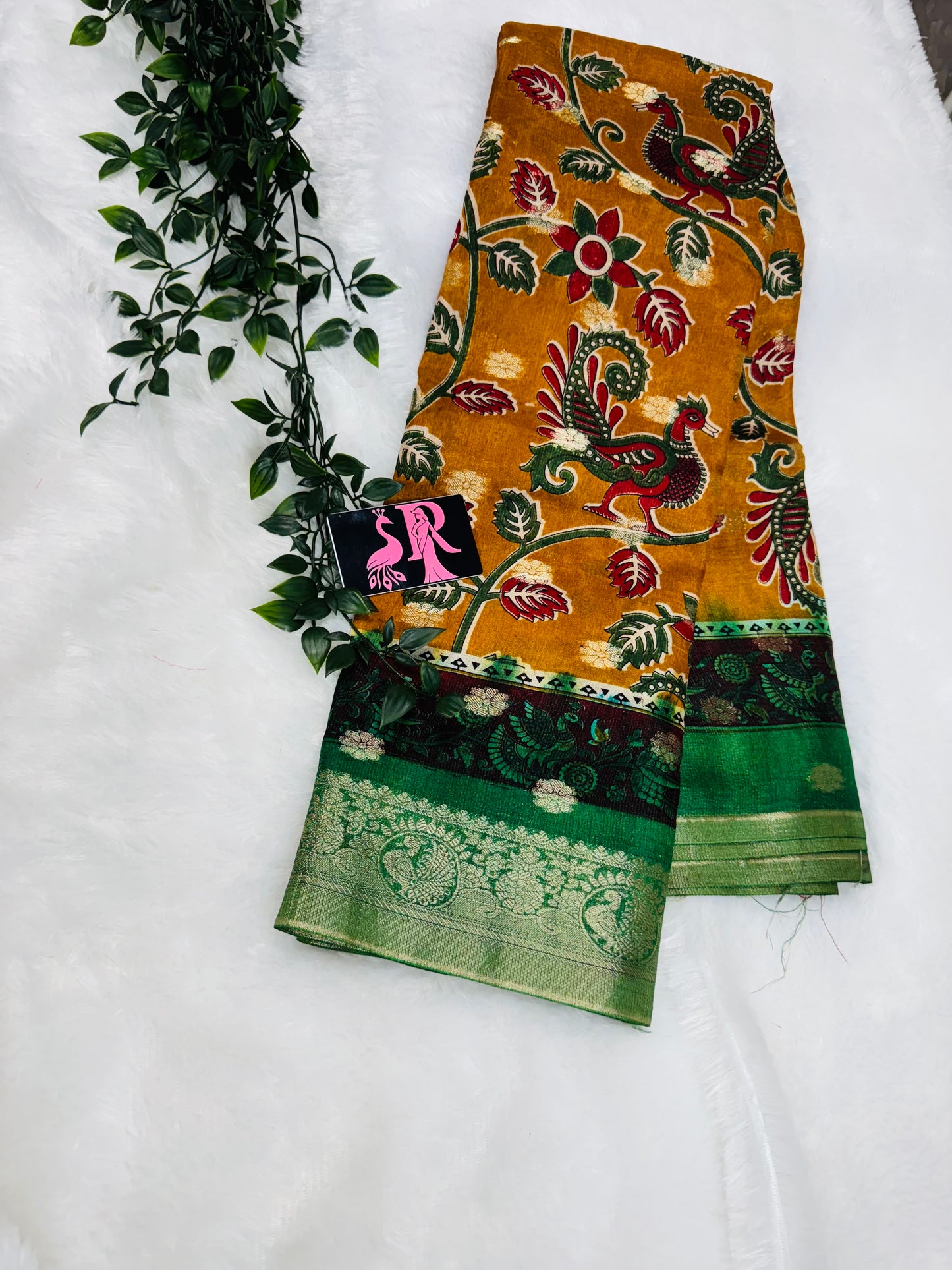 Jute Georget Kalamkari saree-SR1036E