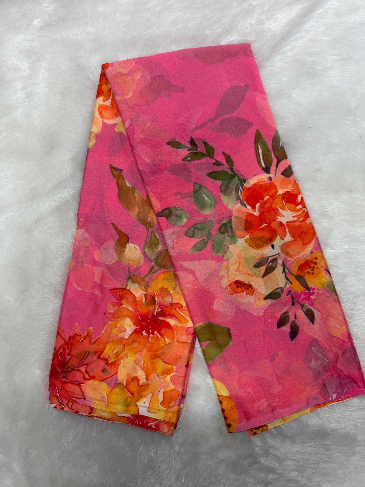 Soft chinnon digital print saree-SR1225G