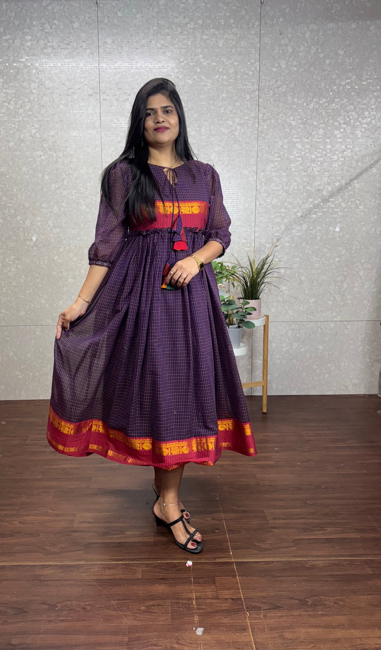 Narayanpet checks frock-SRF1048A
