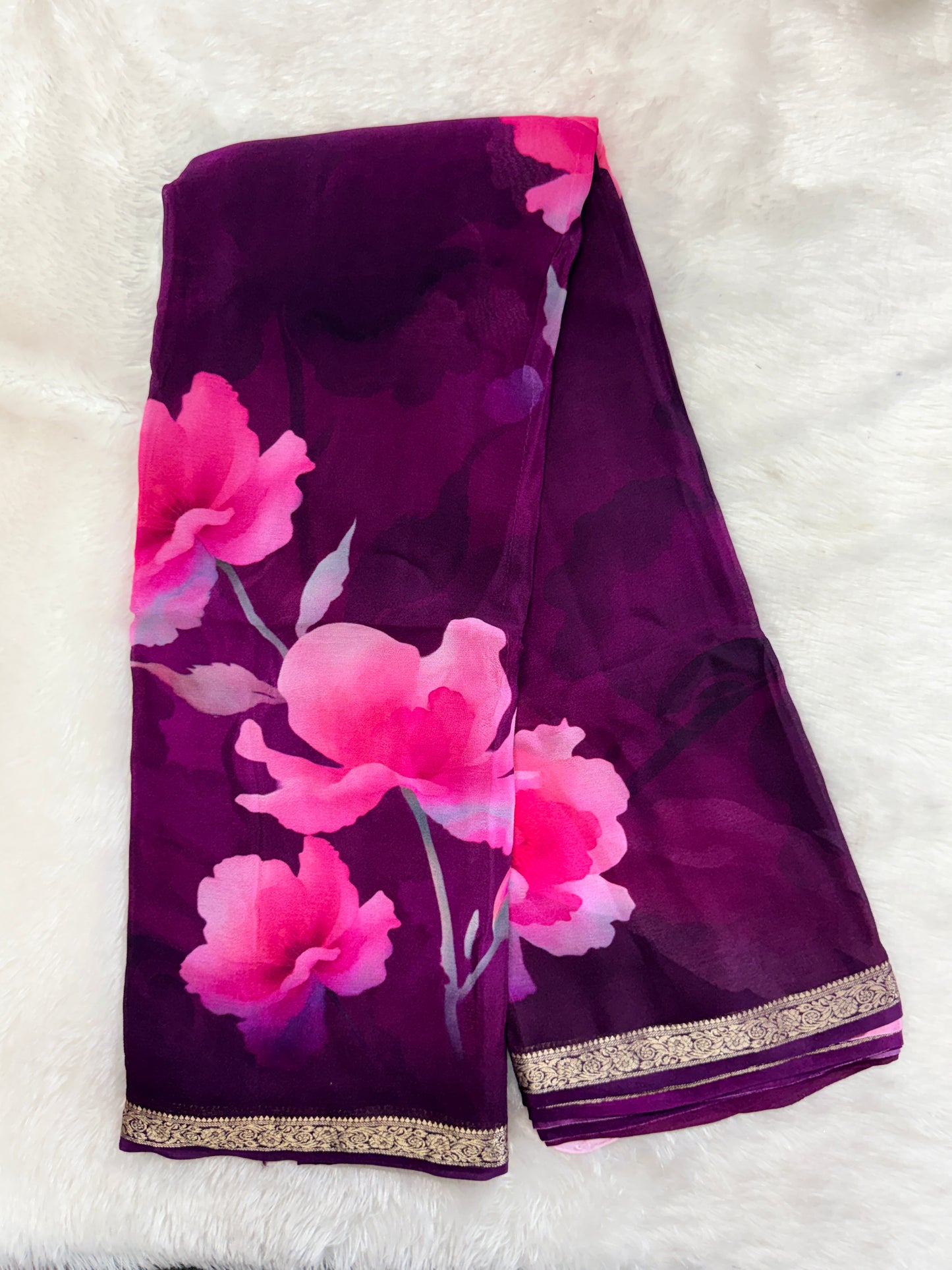 Pure chinnon digital print saree-SR1227E
