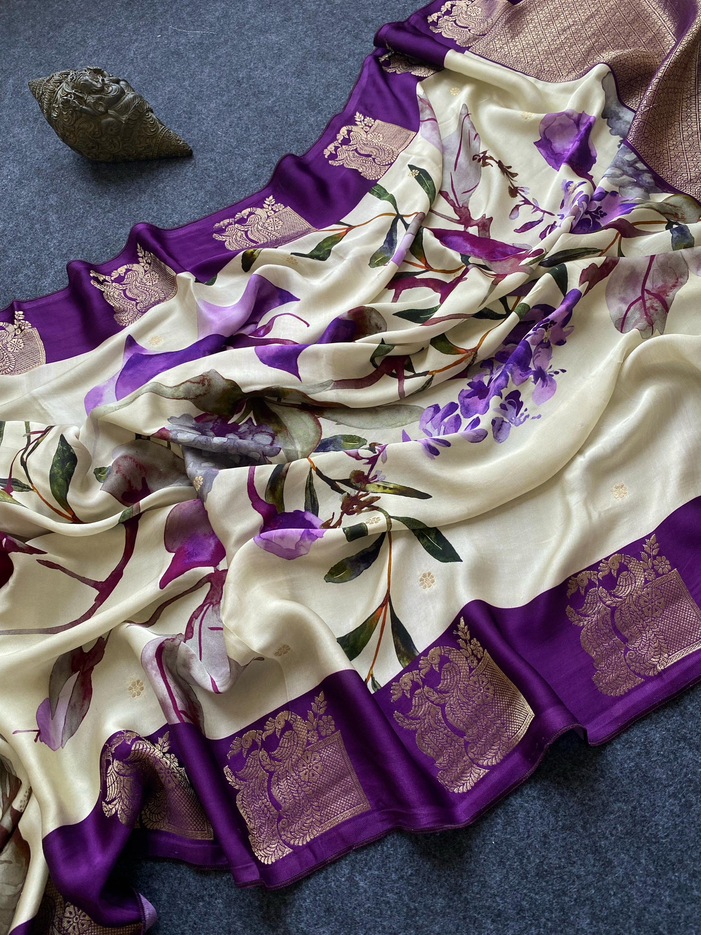 Pure satin silk Designer saree-SR2020