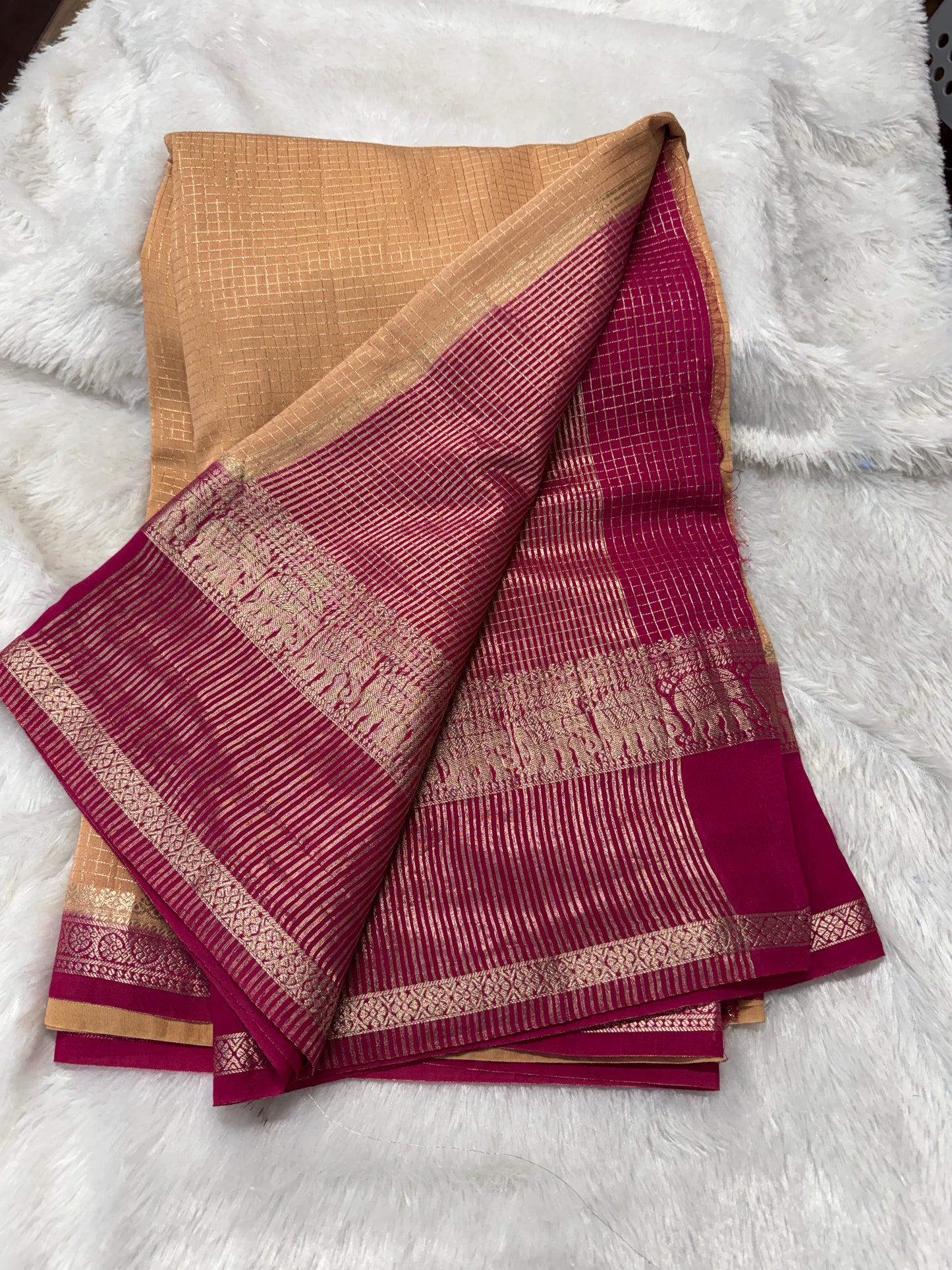 Vintage George checks saree-SR1242B