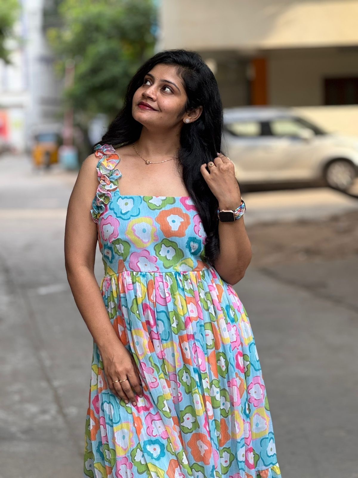Chiffon doodles frock-SRF1026