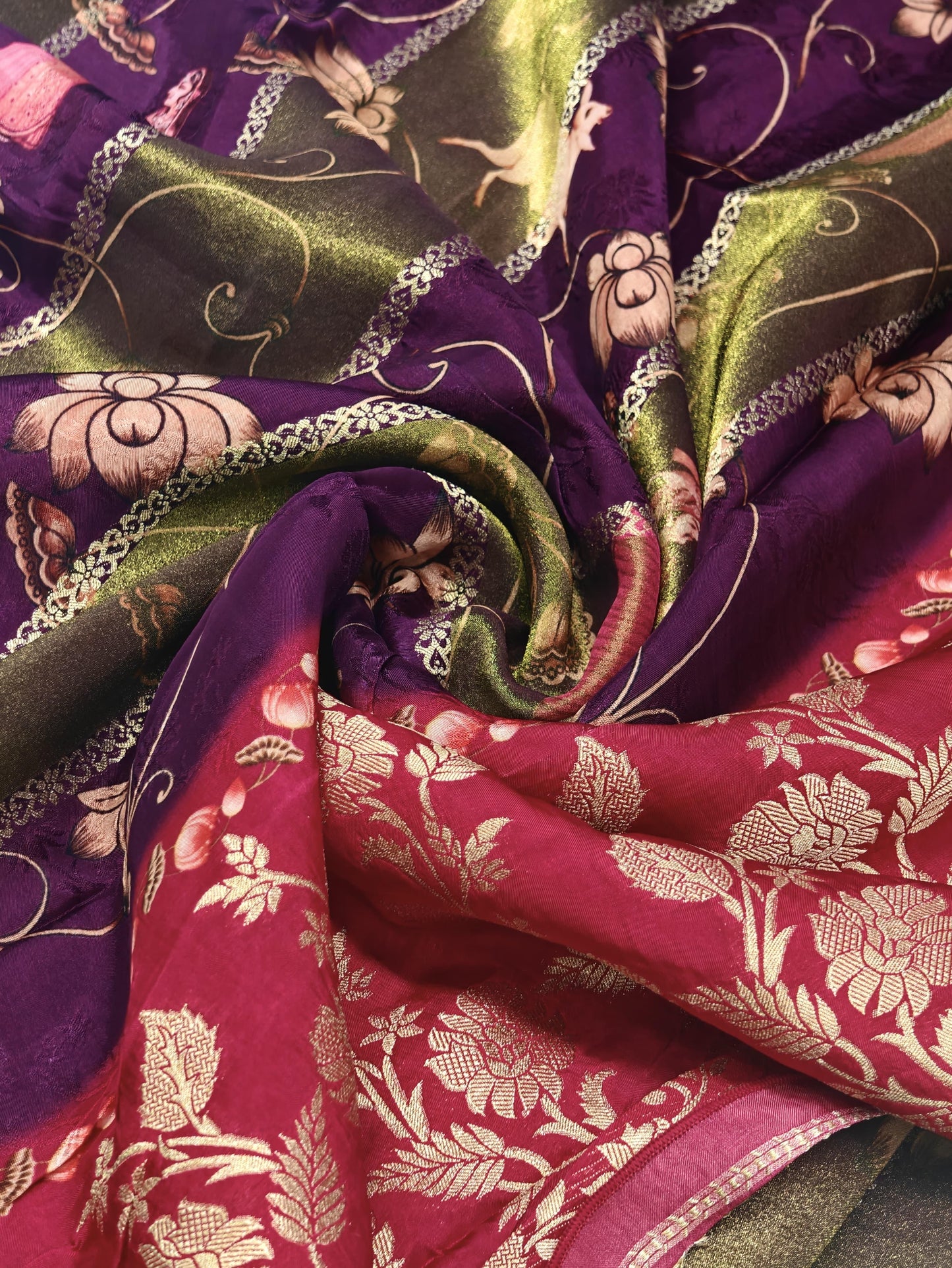 Tissue silk Kalamkari saree-SR1037
