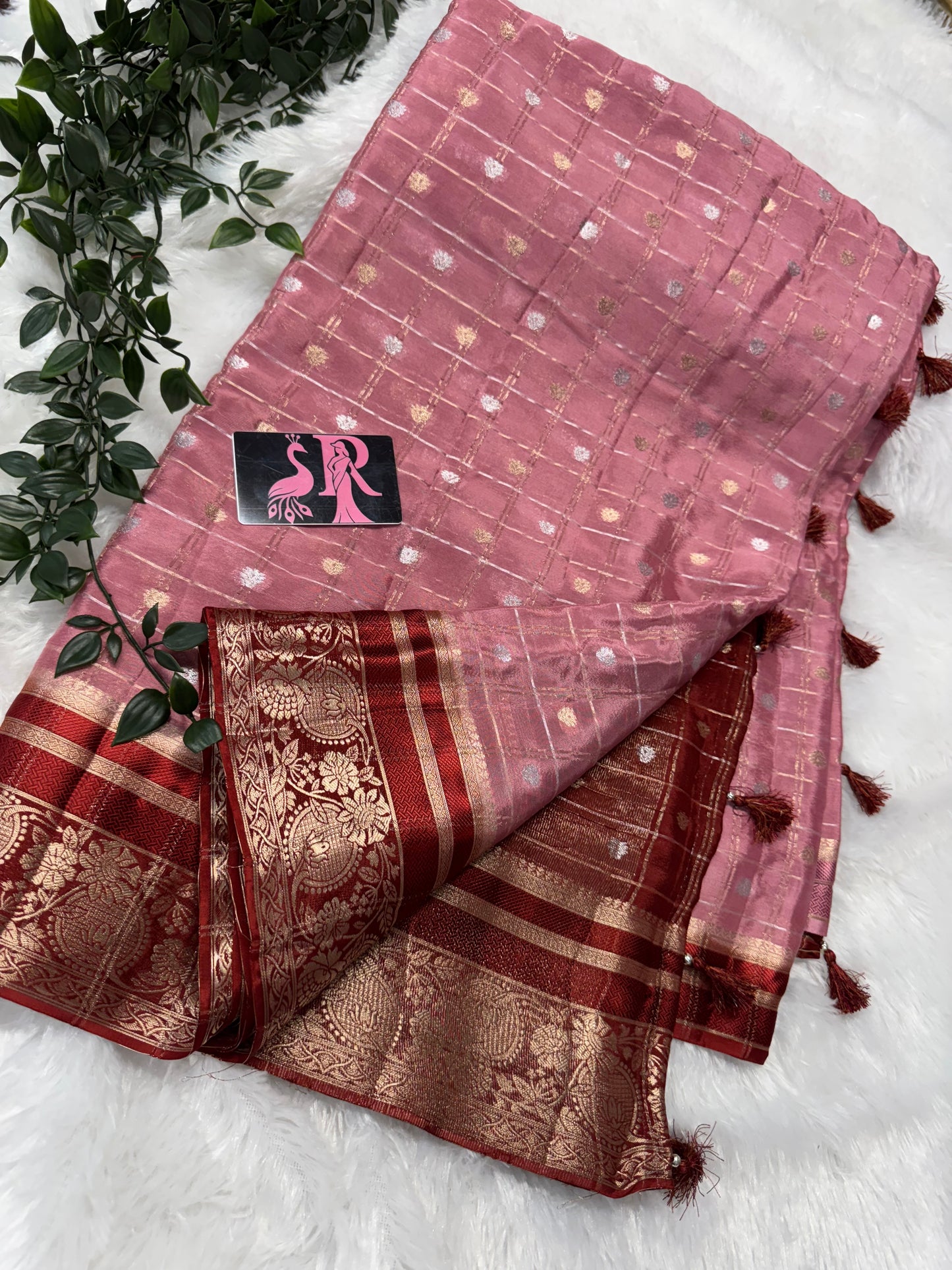 Pure Chinnon zari checks-SR1041A