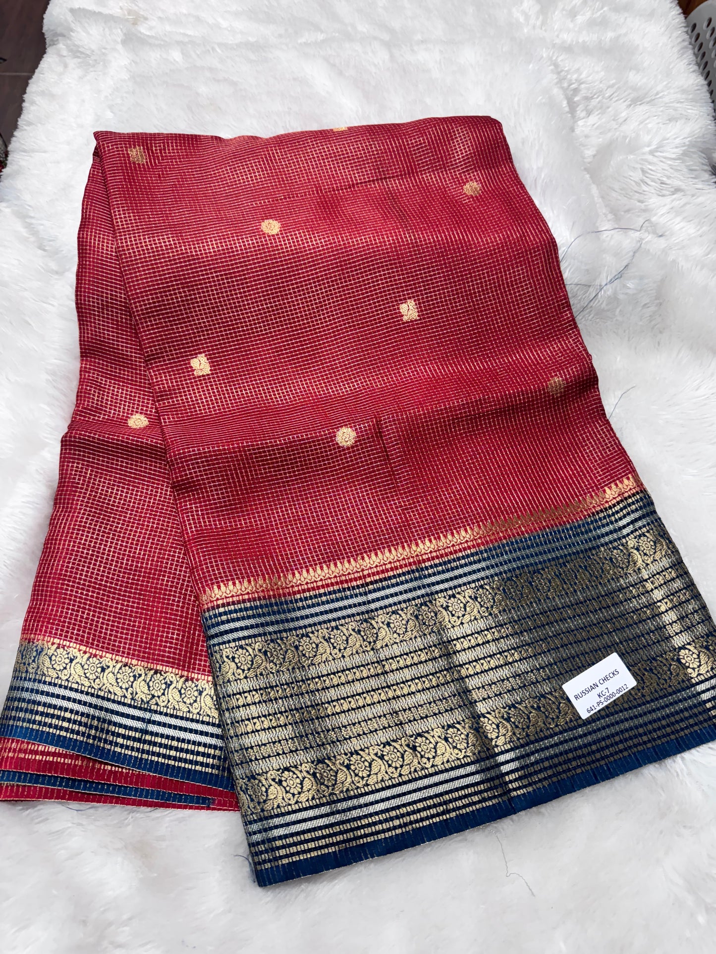 Russian checks vintage saree-SR1265L