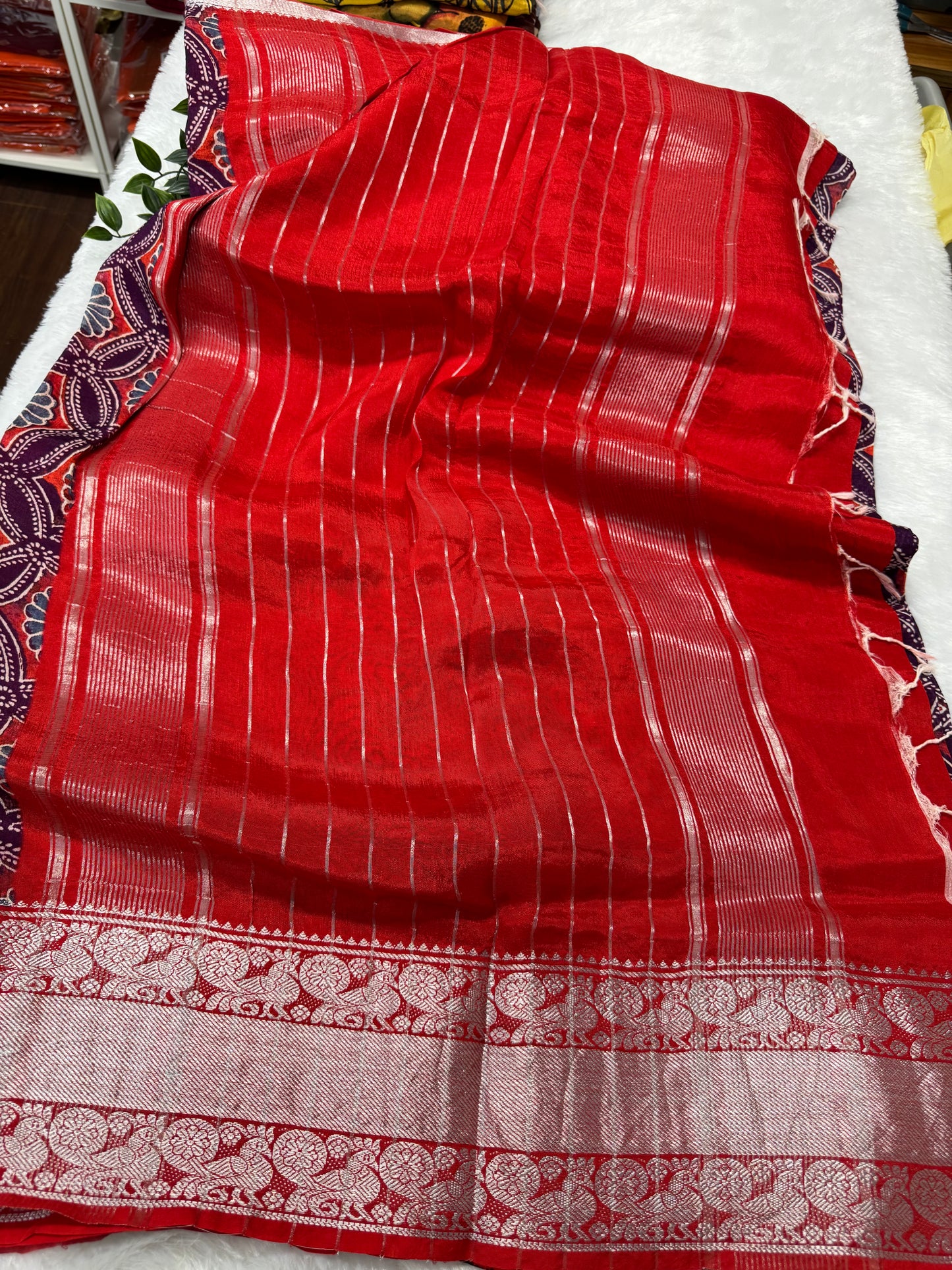 Mangalagiri pattu Ajrakh print saree-SR2022F