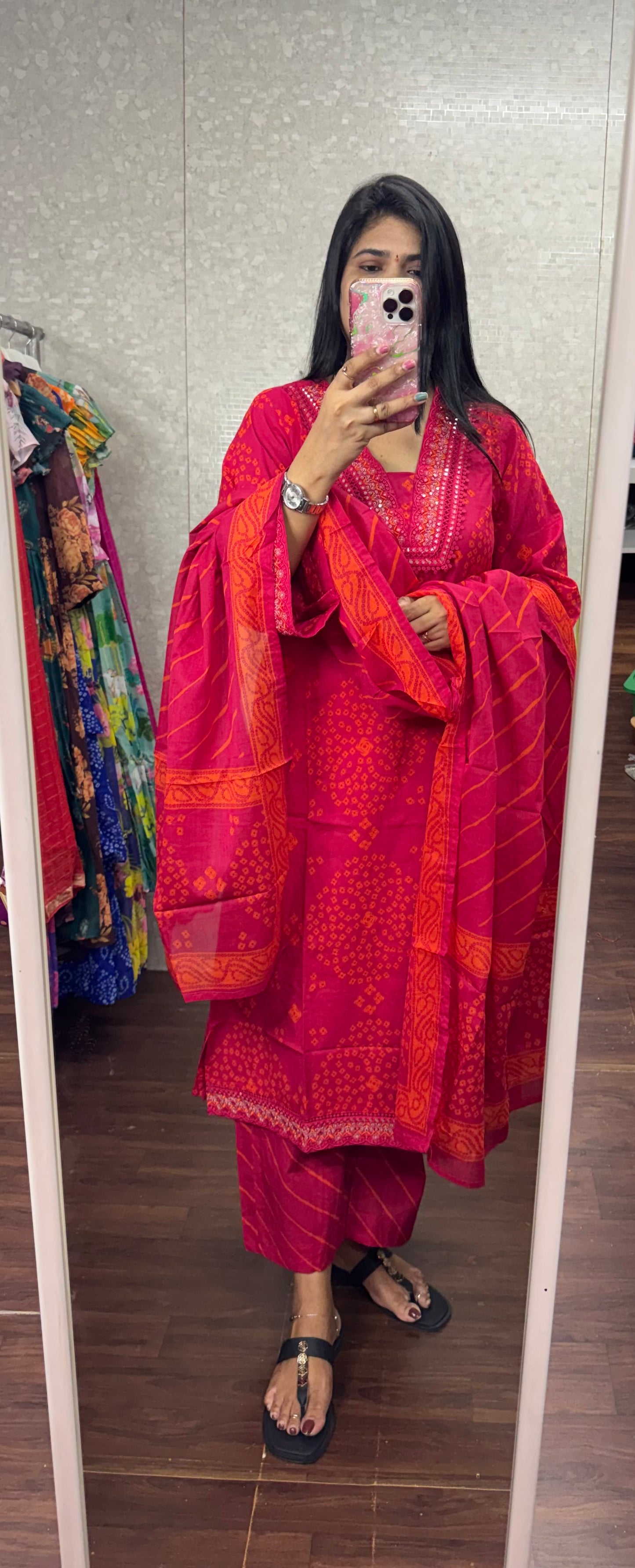 Cotton bandhini lehariya suit-SRX005
