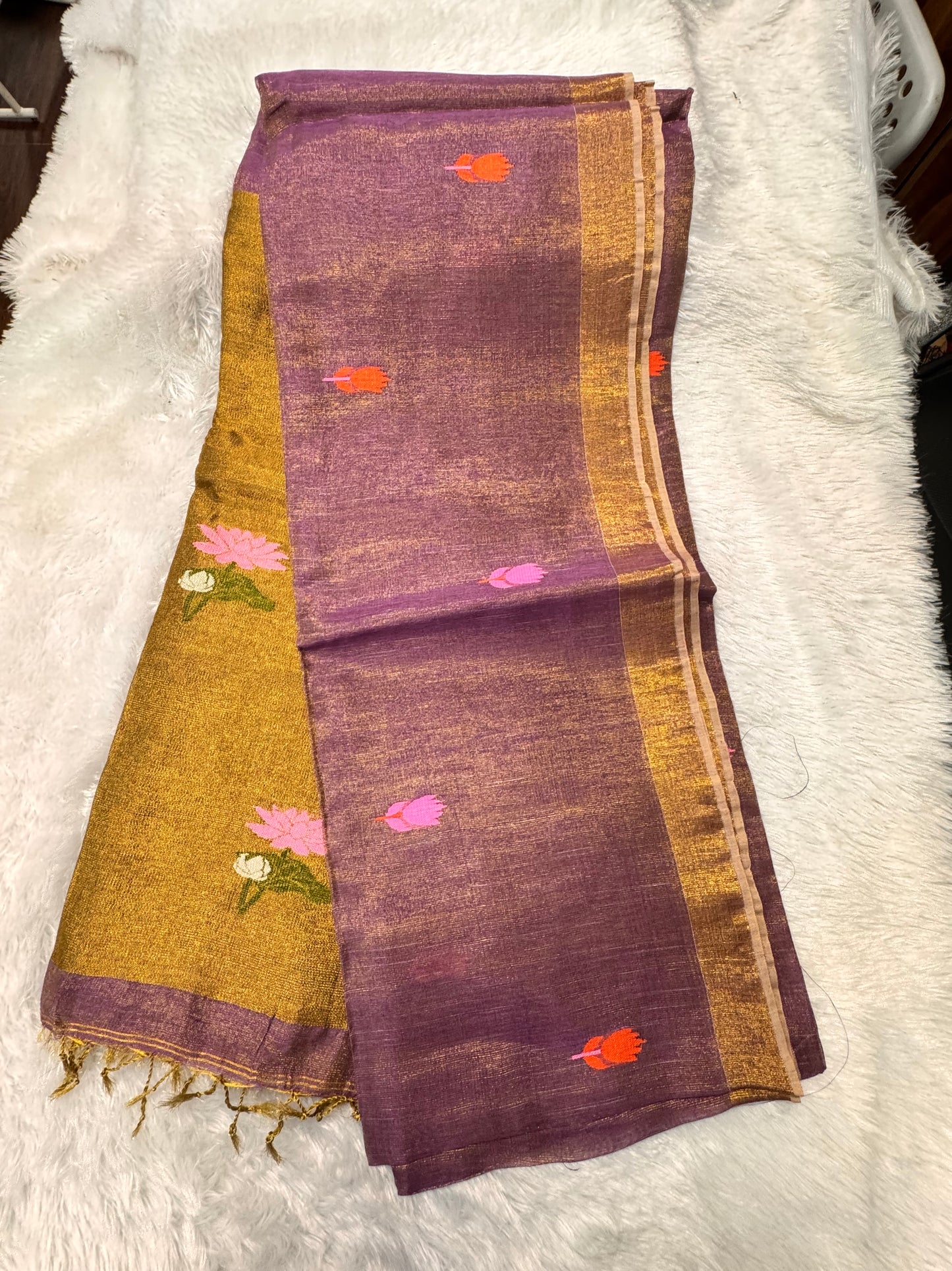 Linen tissue Jamdhani Saree-SR1271M