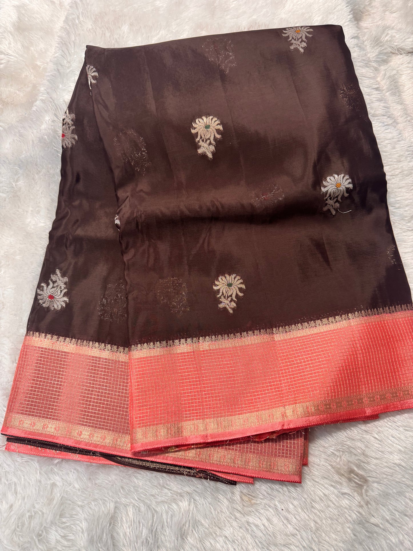HO silk checks border and weaving pallu-SR1277B