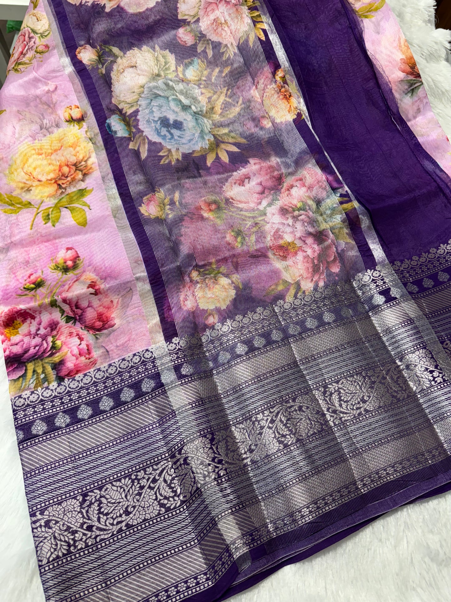 Green mango digital Kanchi saree-SR1116B