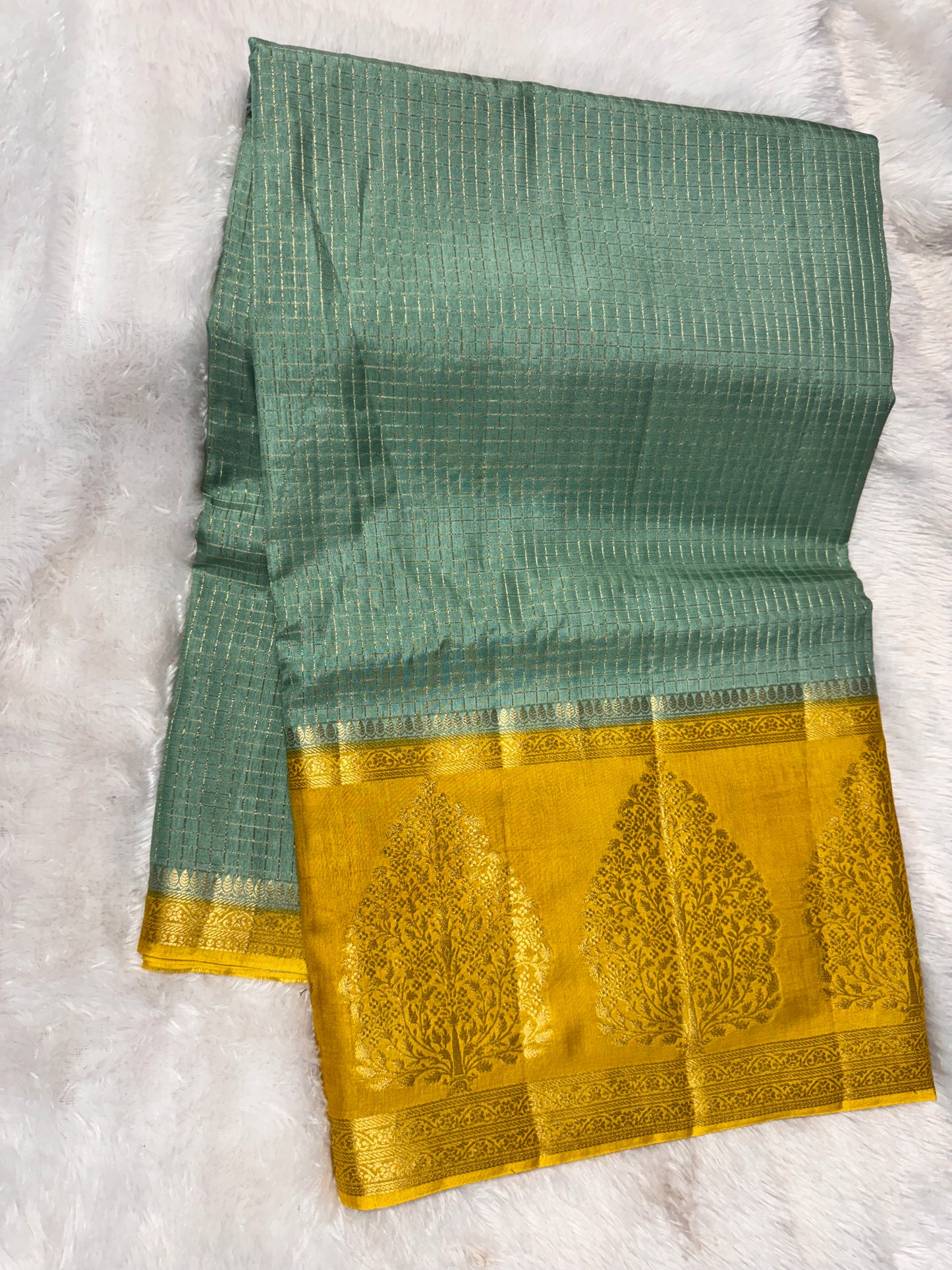 Mango Pattu vintage checks saree-SR1276C