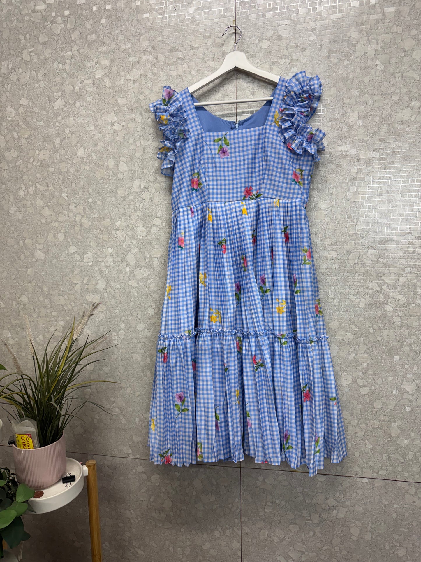 Chanderi checks frock -SRF1058D