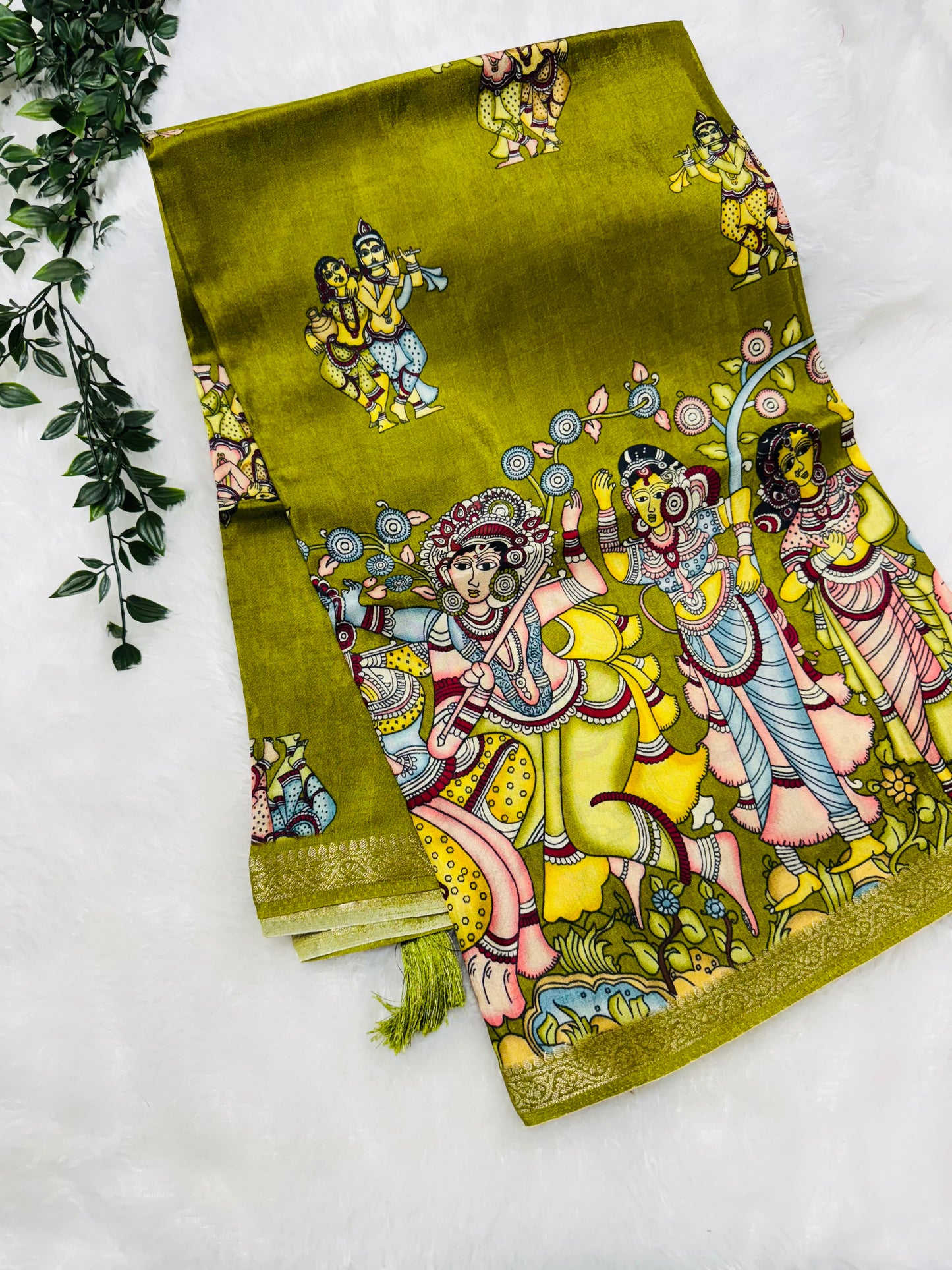 Kanchi crepe Kalamkari saree-SR1031B