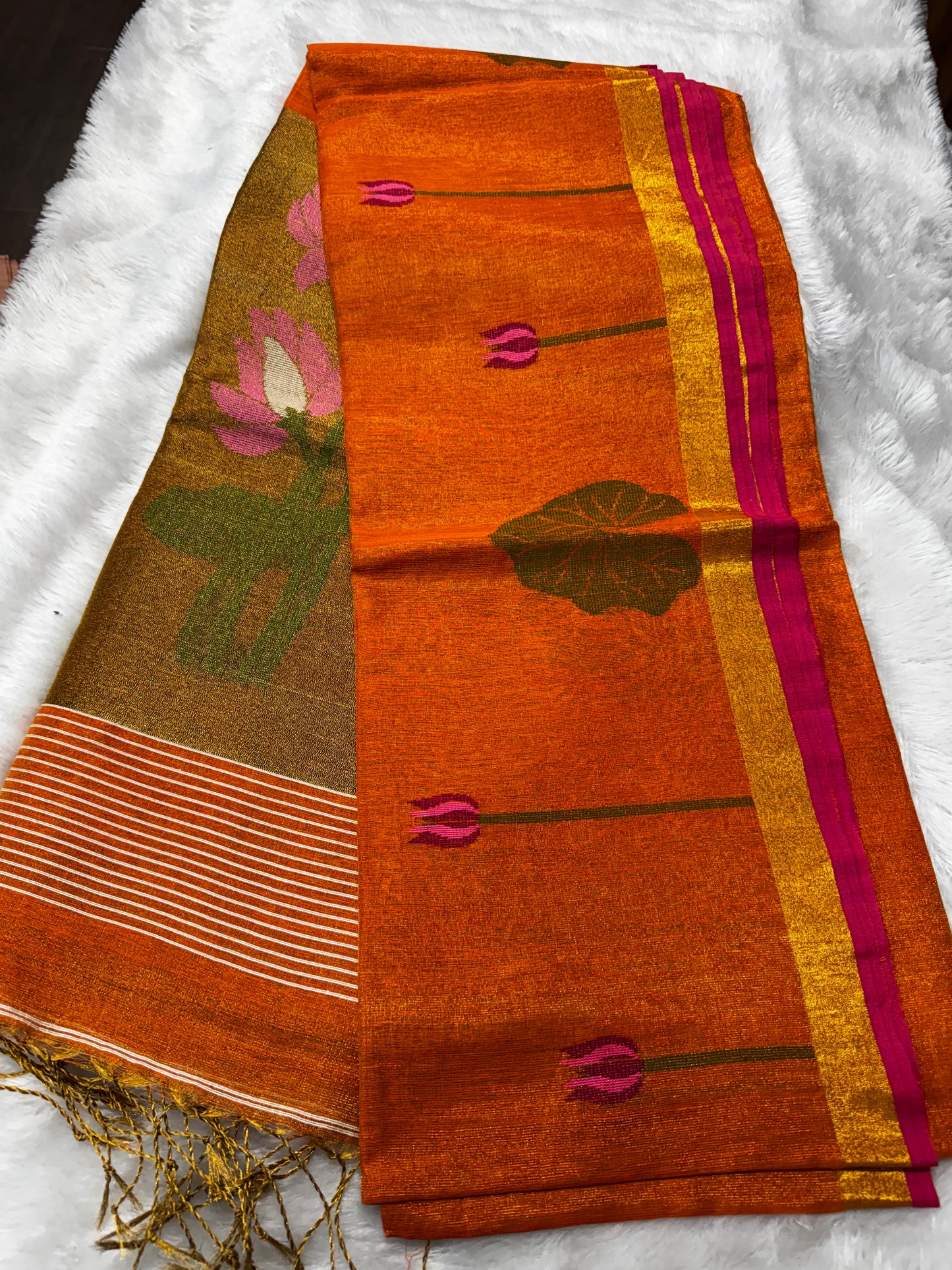 Linen tissue Jamdhani saree-SR1224A