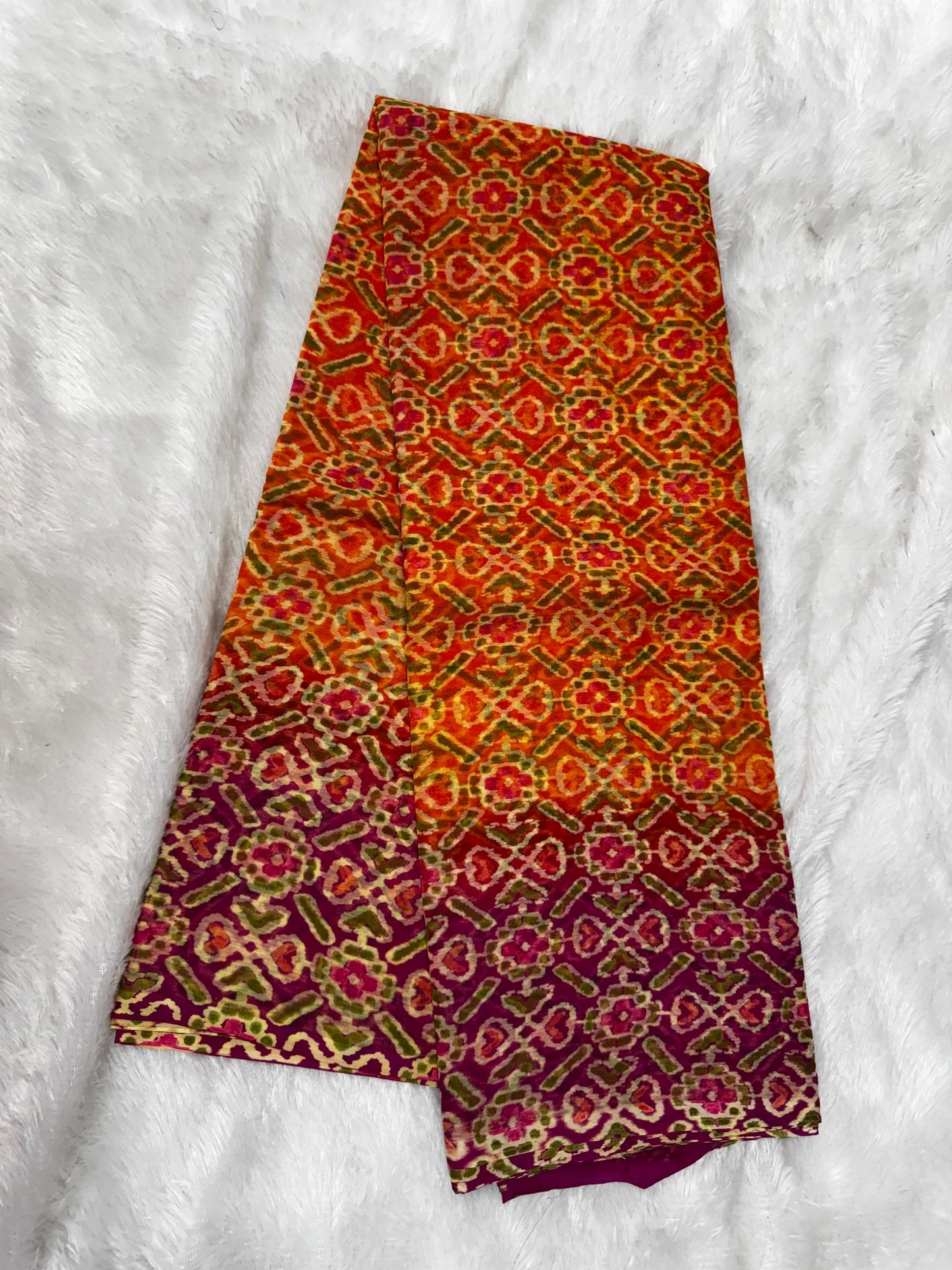Chiffon ajrakh saree-SR1234B