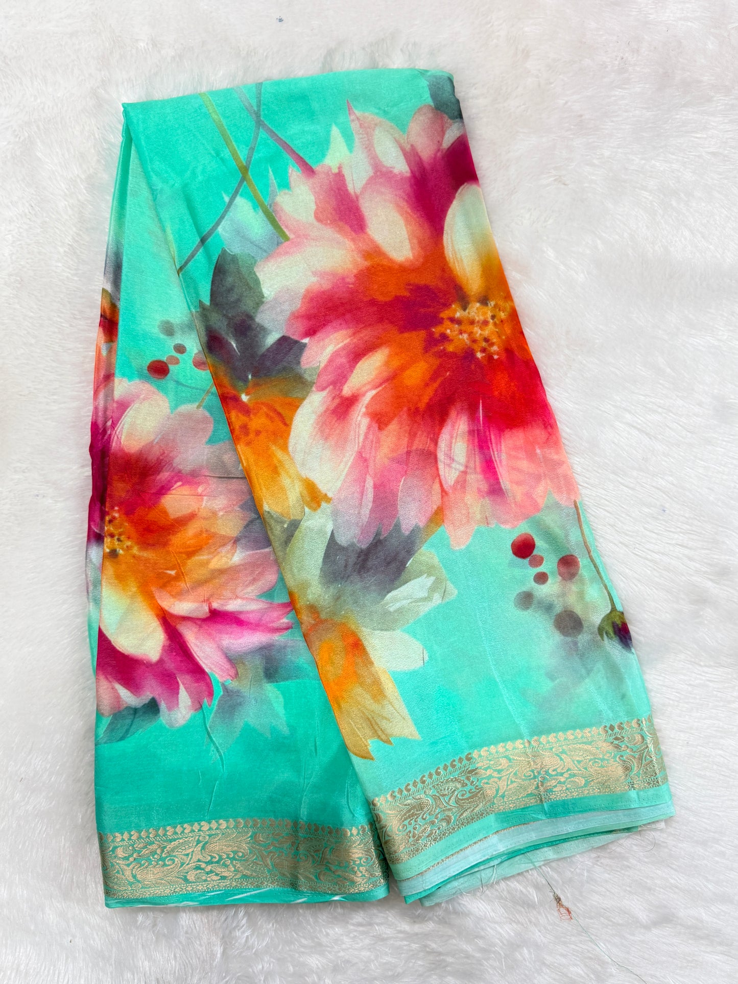 Soft chinnon digital print saree-SR1226E