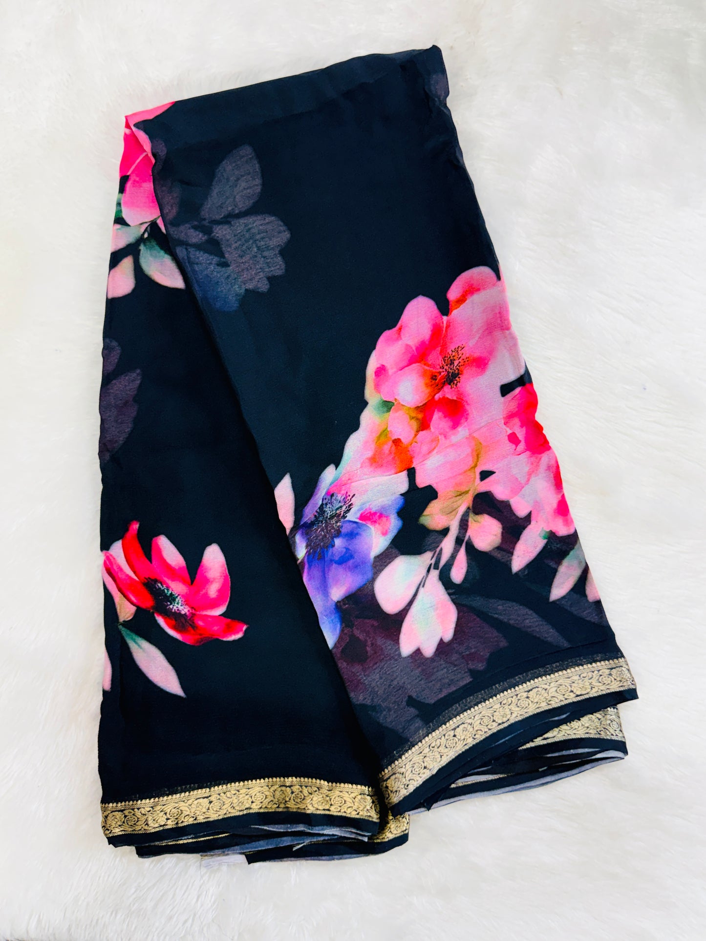 Pure chinnon digital print saree-SR1227B