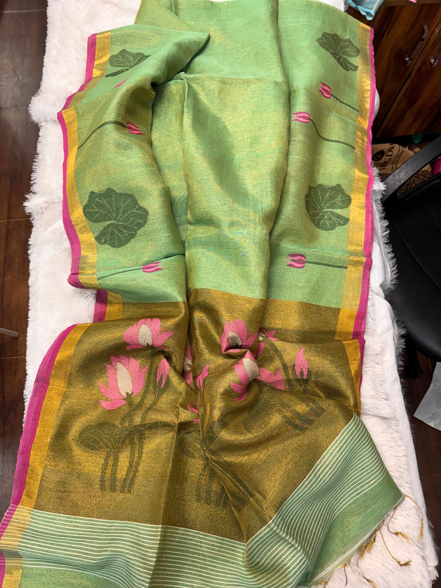 Linen tissue Jamdhani saree-SR1271C