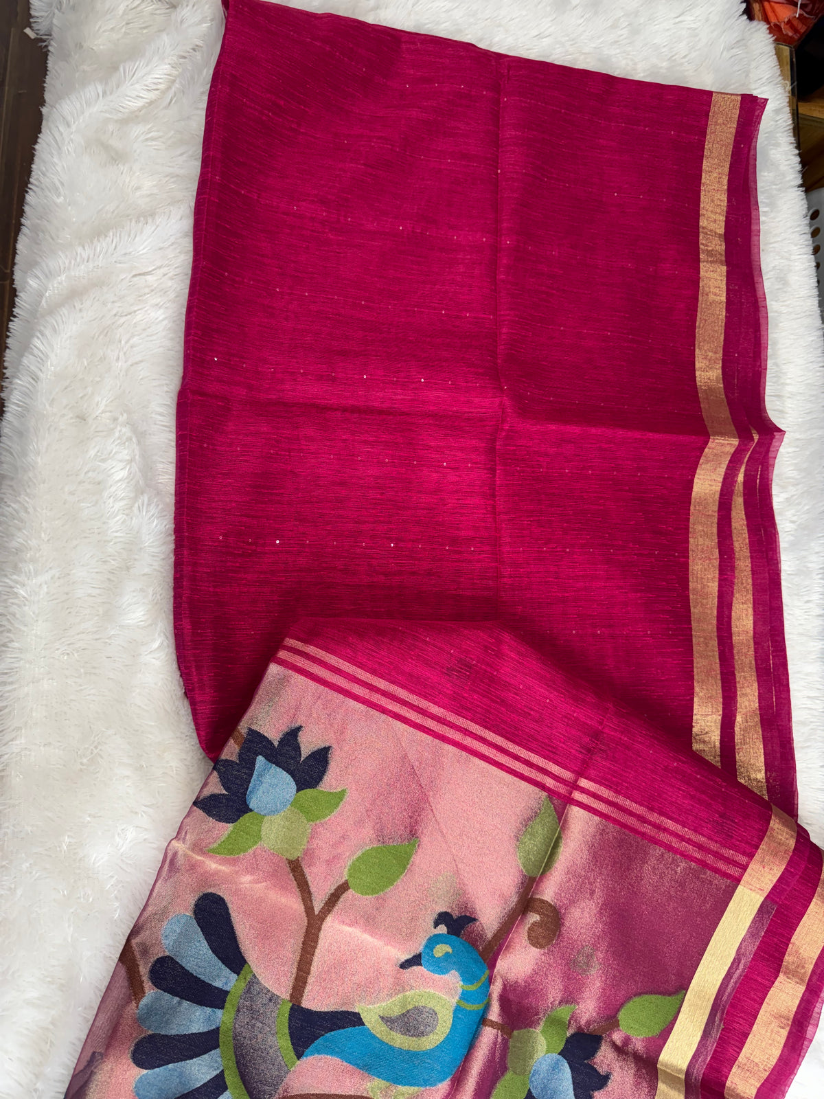 Khadi linen Jamdhani saree-SR1321