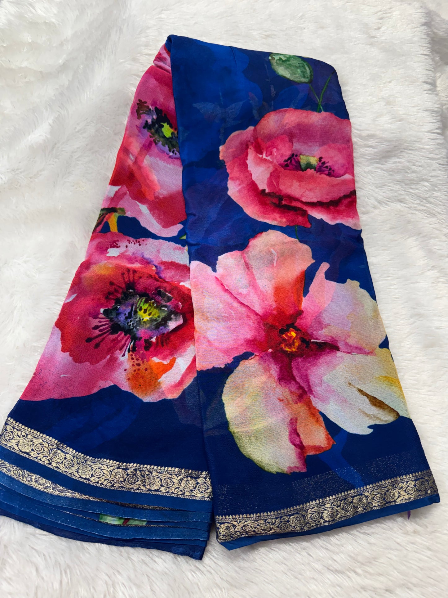 Pure chinnon digital print saree-SR1211C