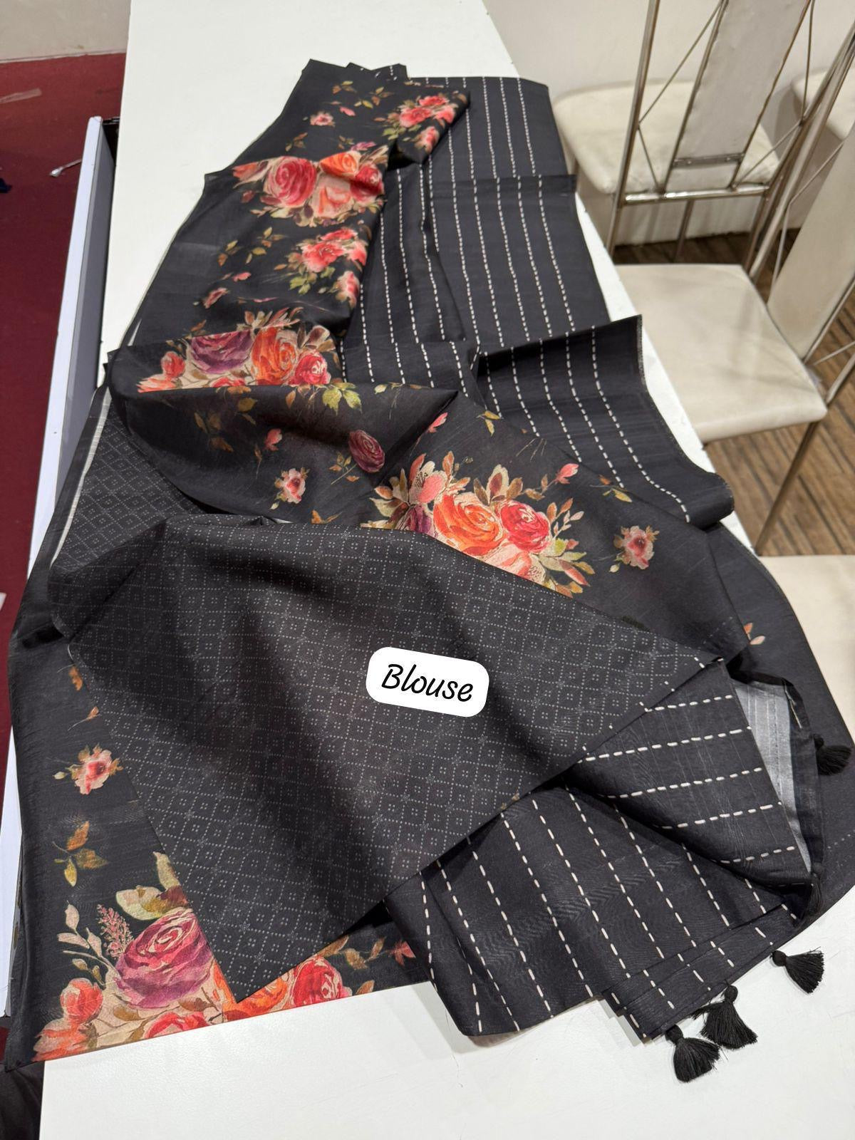 Soft Tassar digital print saree-SR1060A