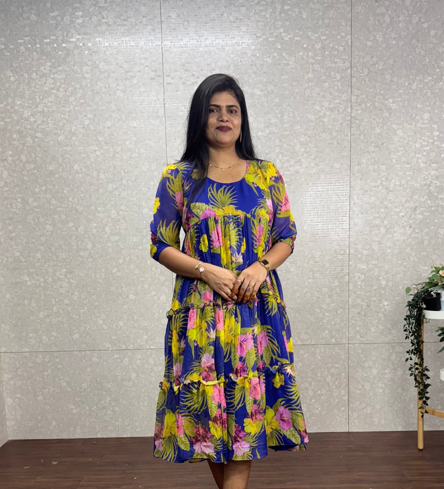 Chiffon frilled frock-SR1023B