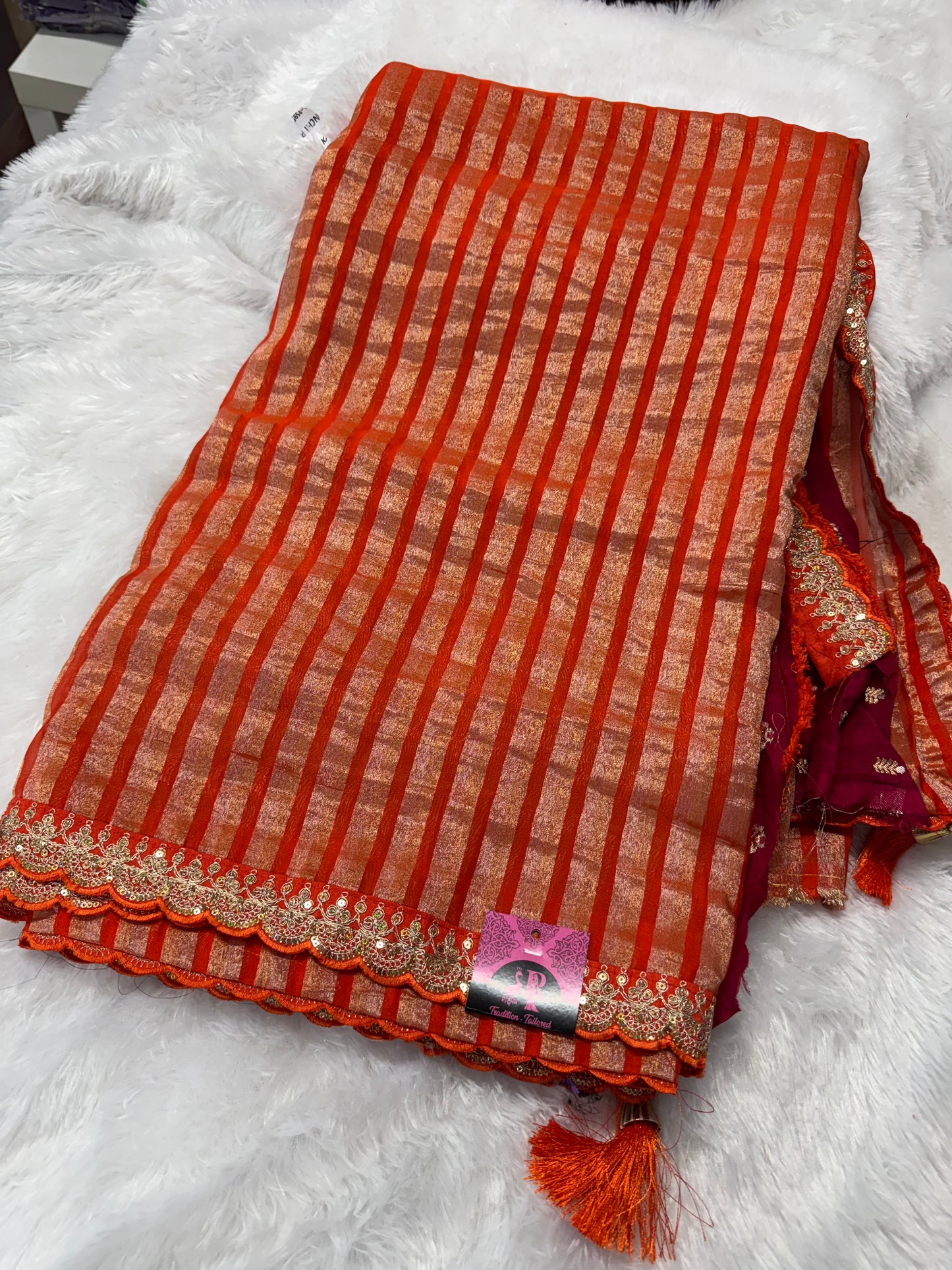 Kora tissue fancy saree-SR1120D