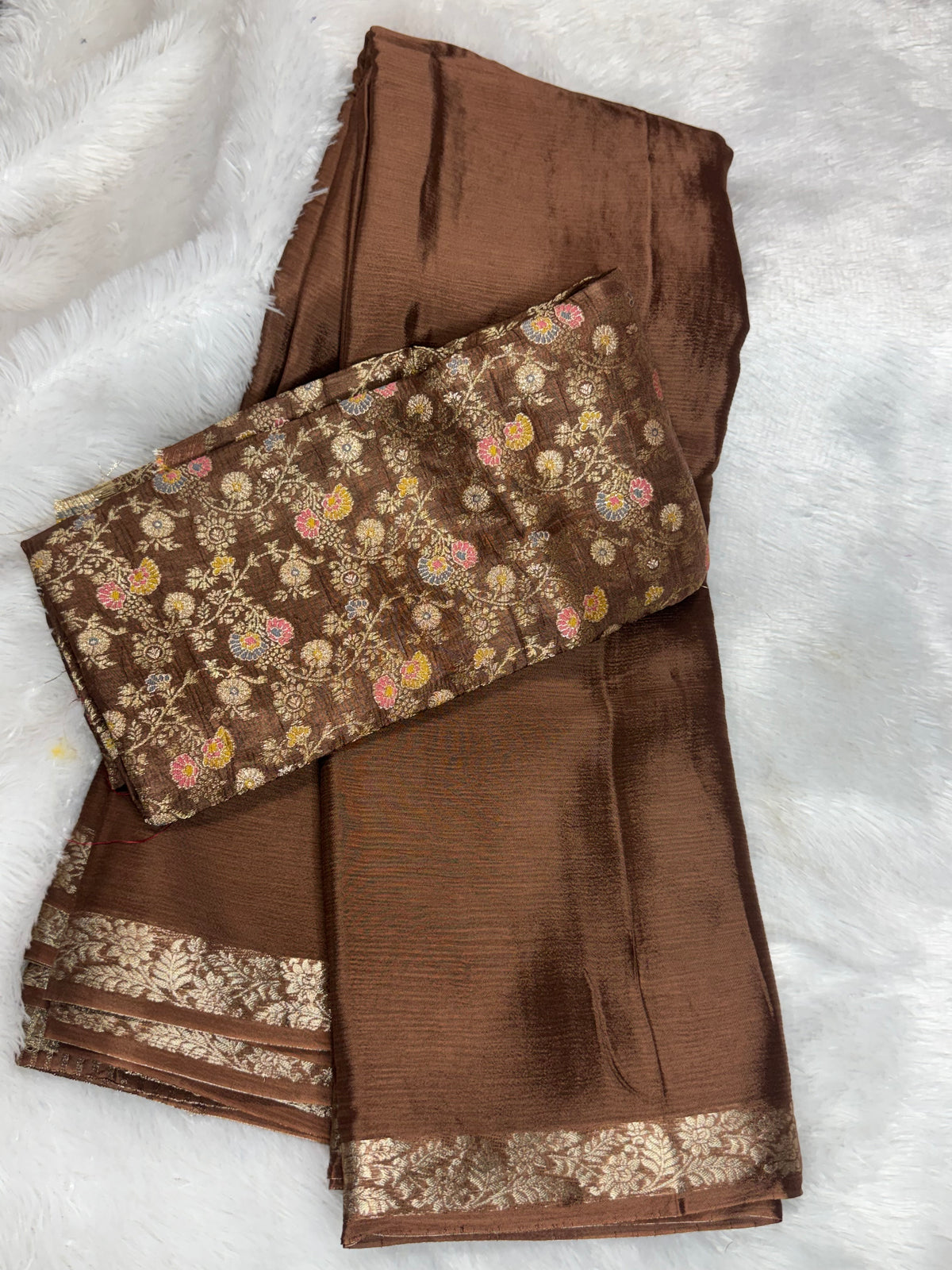 Pure chinnon saree Meena blouse -SR1306J