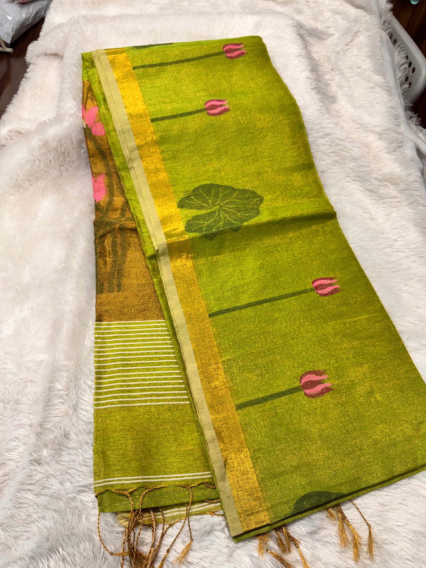 Linen tissue Jamdhani Saree-SR1271G
