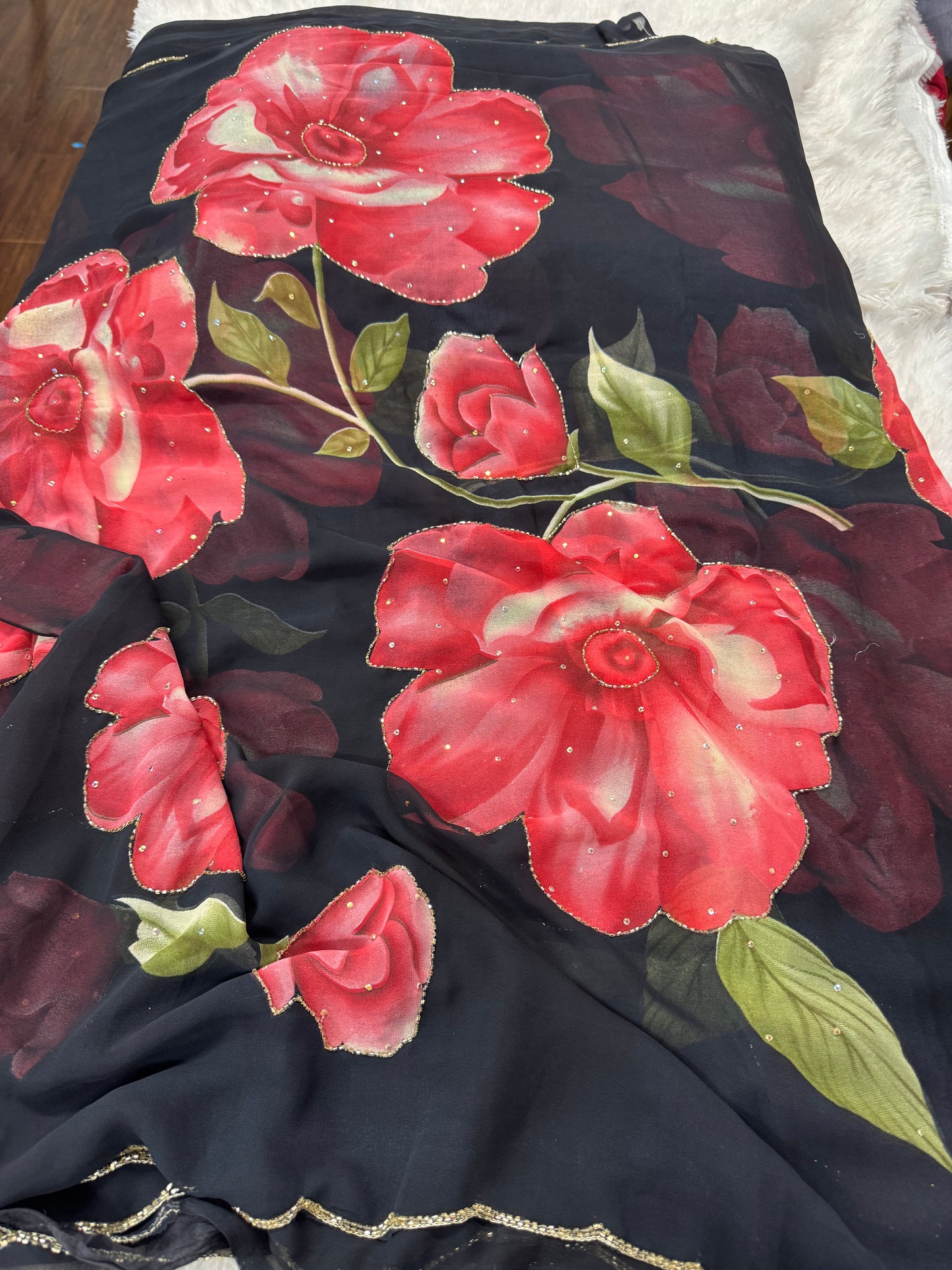 Georget floral cocktail saree -SR1219H