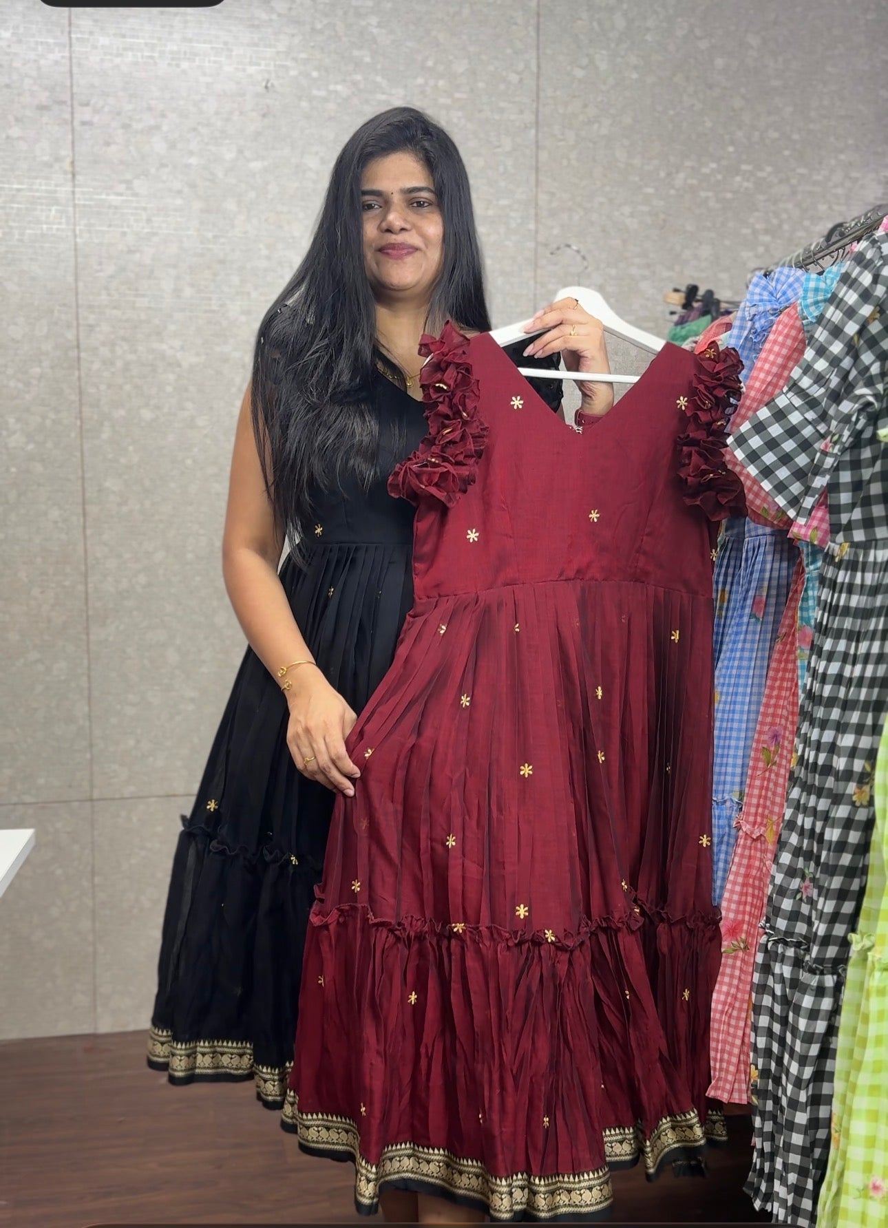 Narayanpet embroidery frock-SRF1057